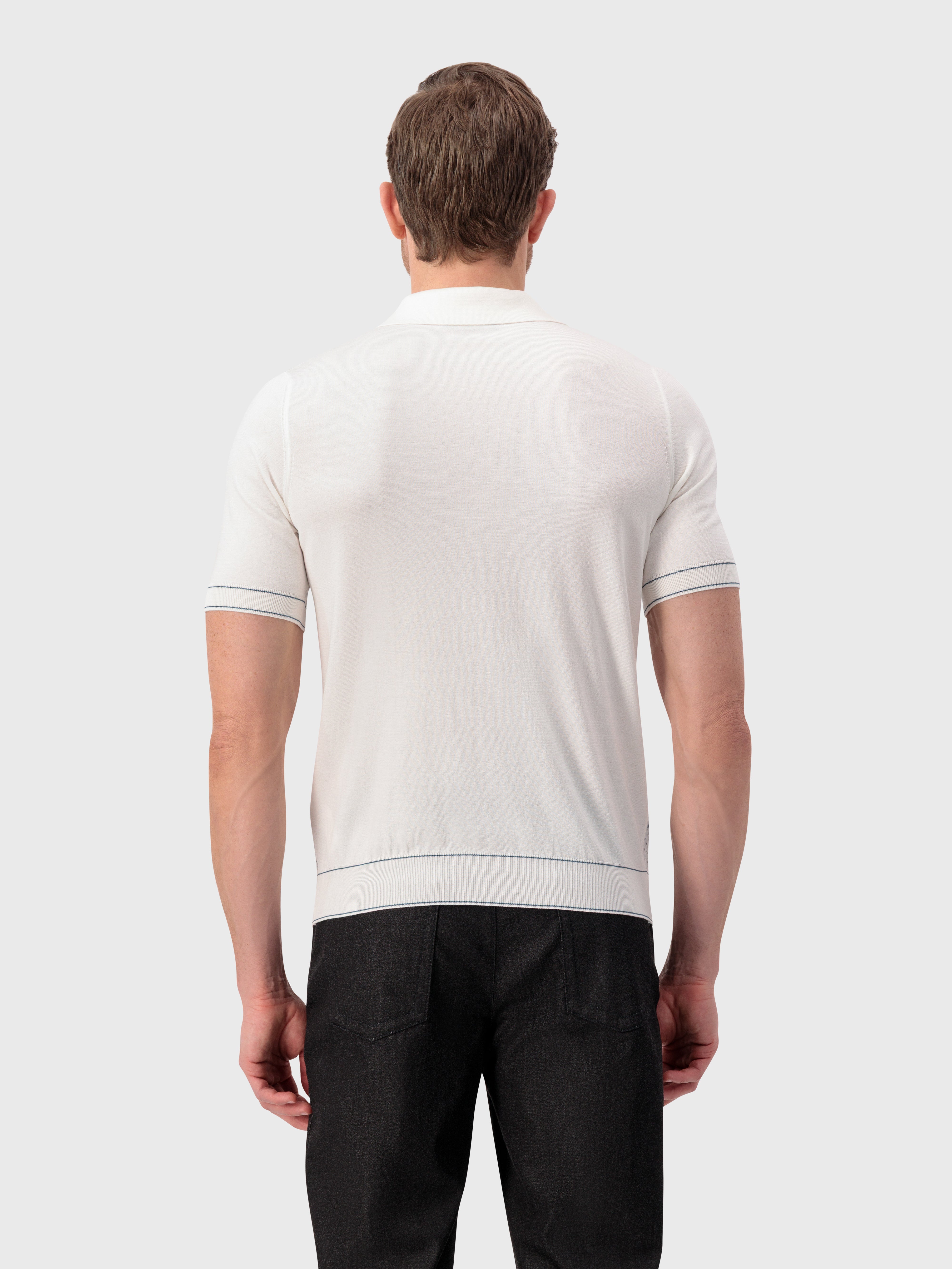 Трикотажное поло из шелка и хлопка "Shaded Argyle" - натуральный белый