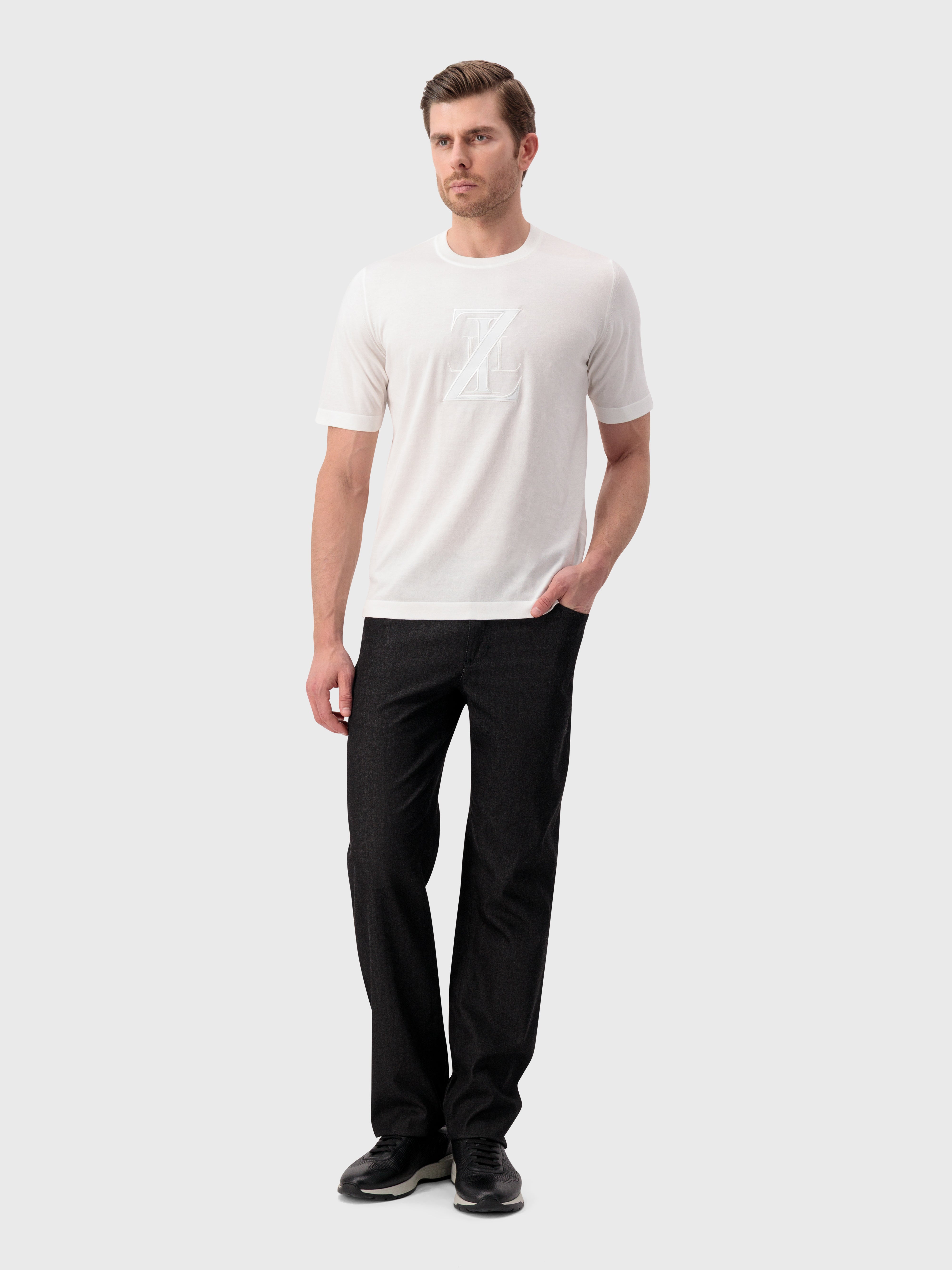 ZILLI Embroidery Cotton Shirt - Natural White