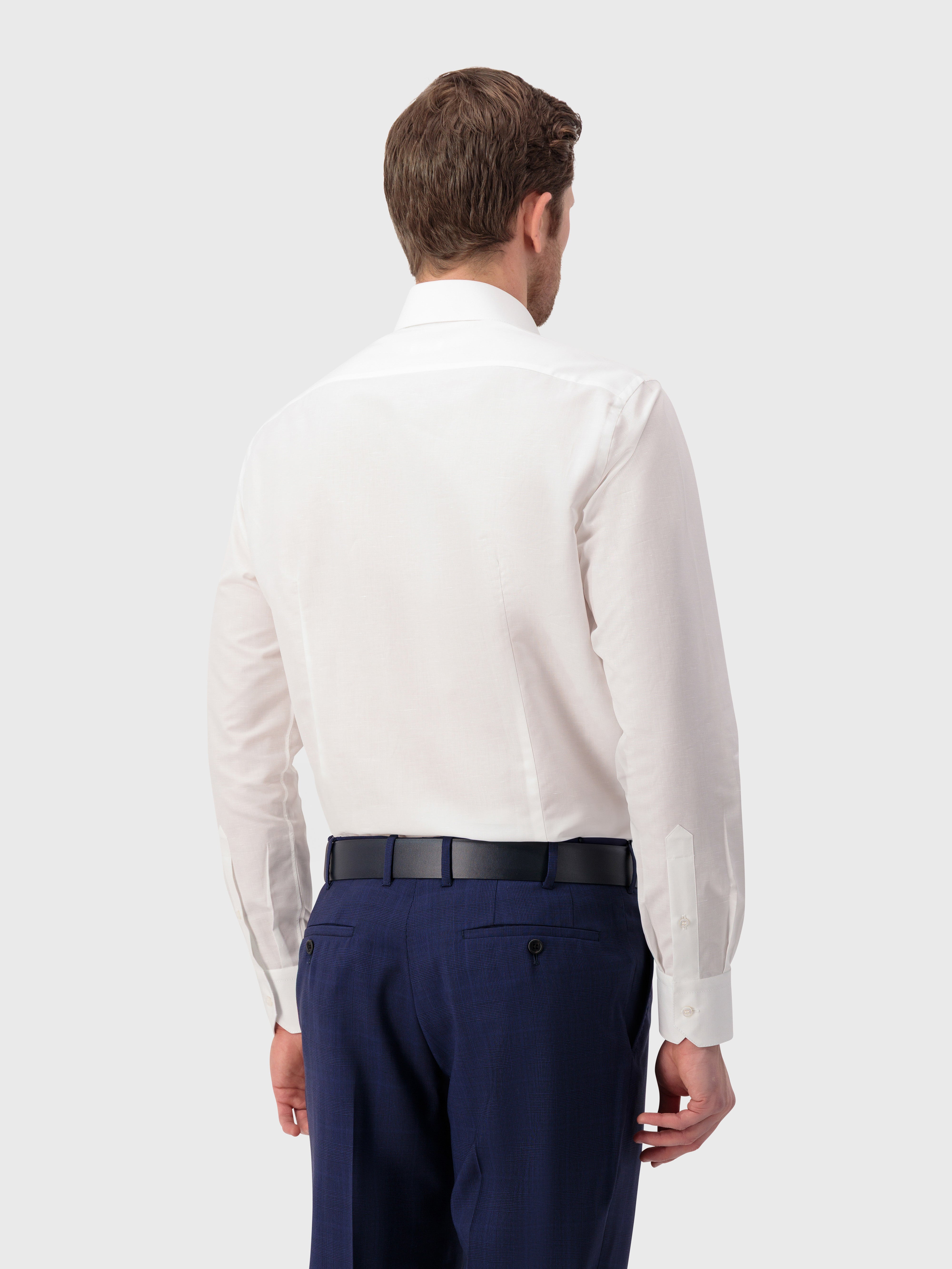 Рубашка из хлопка и льна с одной строчкой - Белый