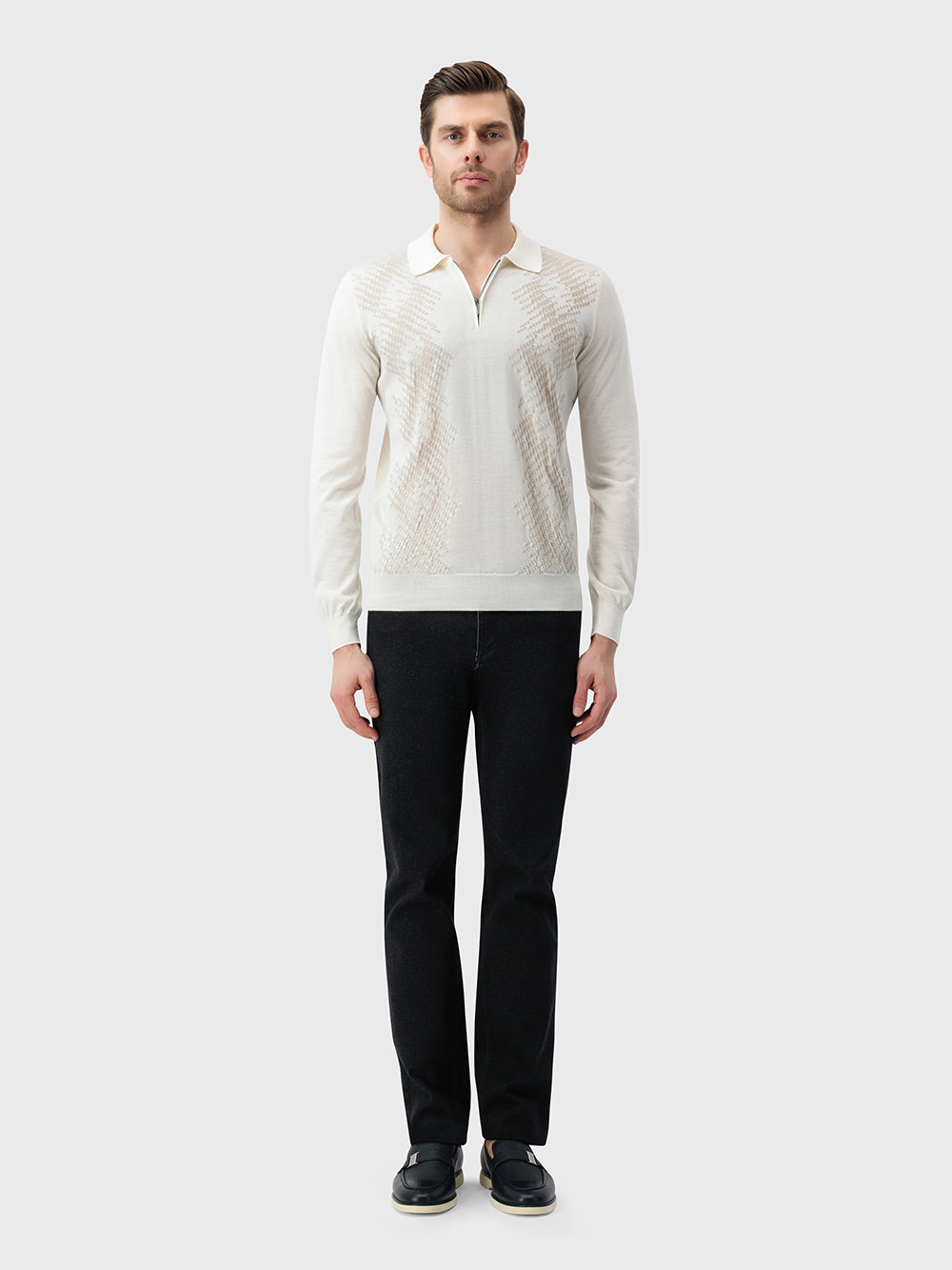 60% Wool 40% Silk Polo Sweater - Blond Fawn