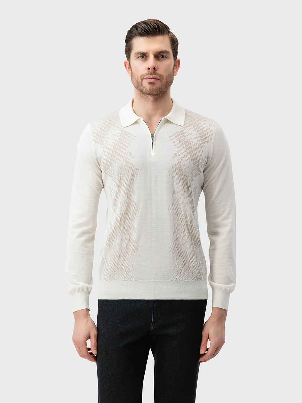 60% Wool 40% Silk Polo Sweater - Blond Fawn