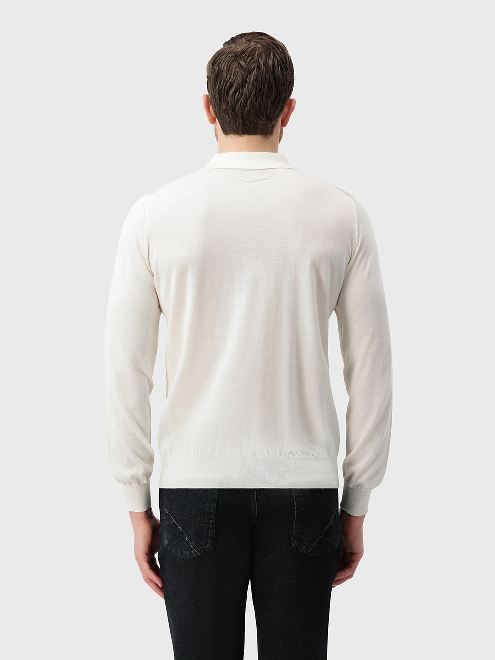60% Wool 40% Silk Polo Sweater - Blond Fawn