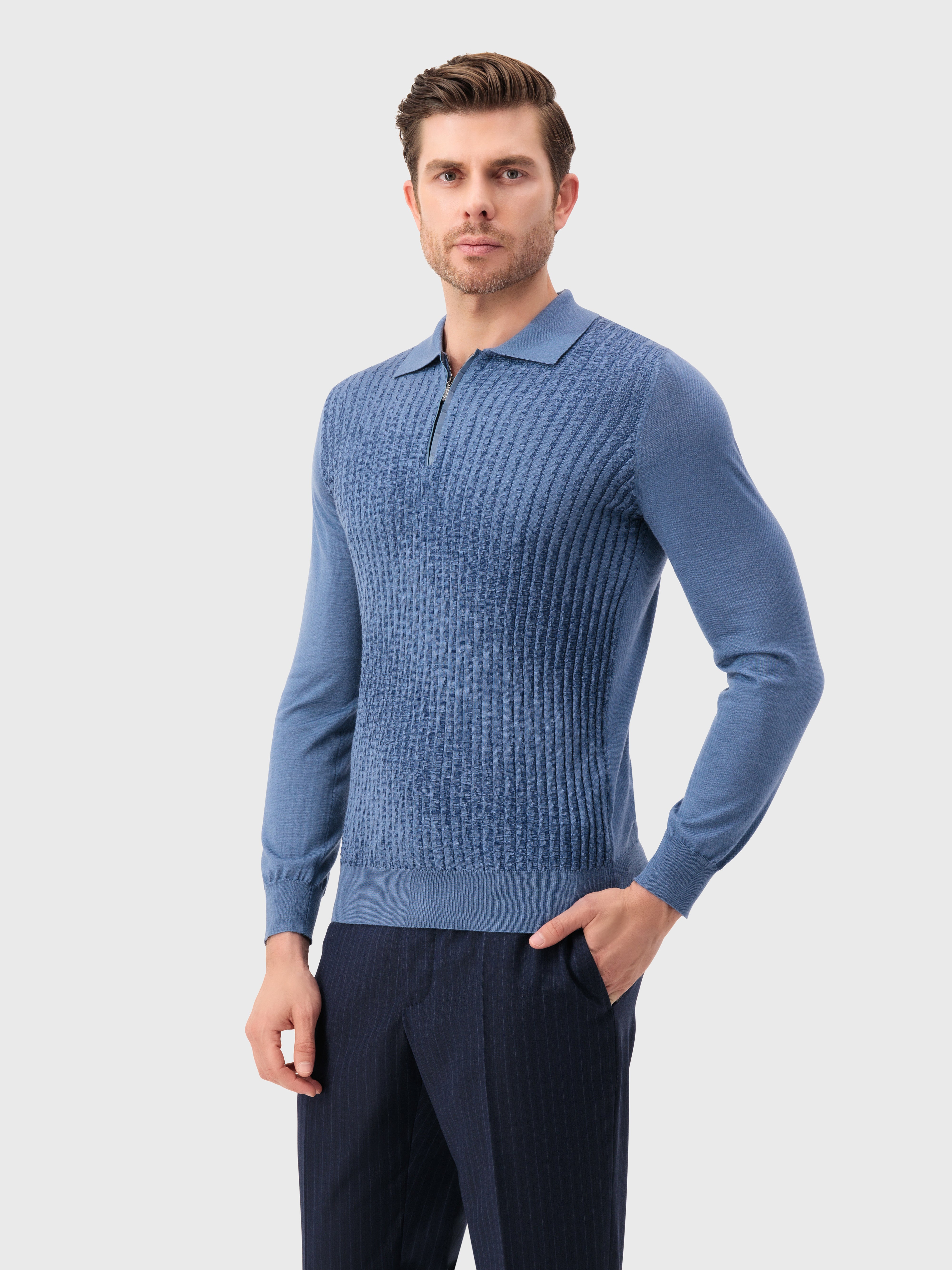 Трикотажное поло на молнии из кашемира и шелка Smoke Avio