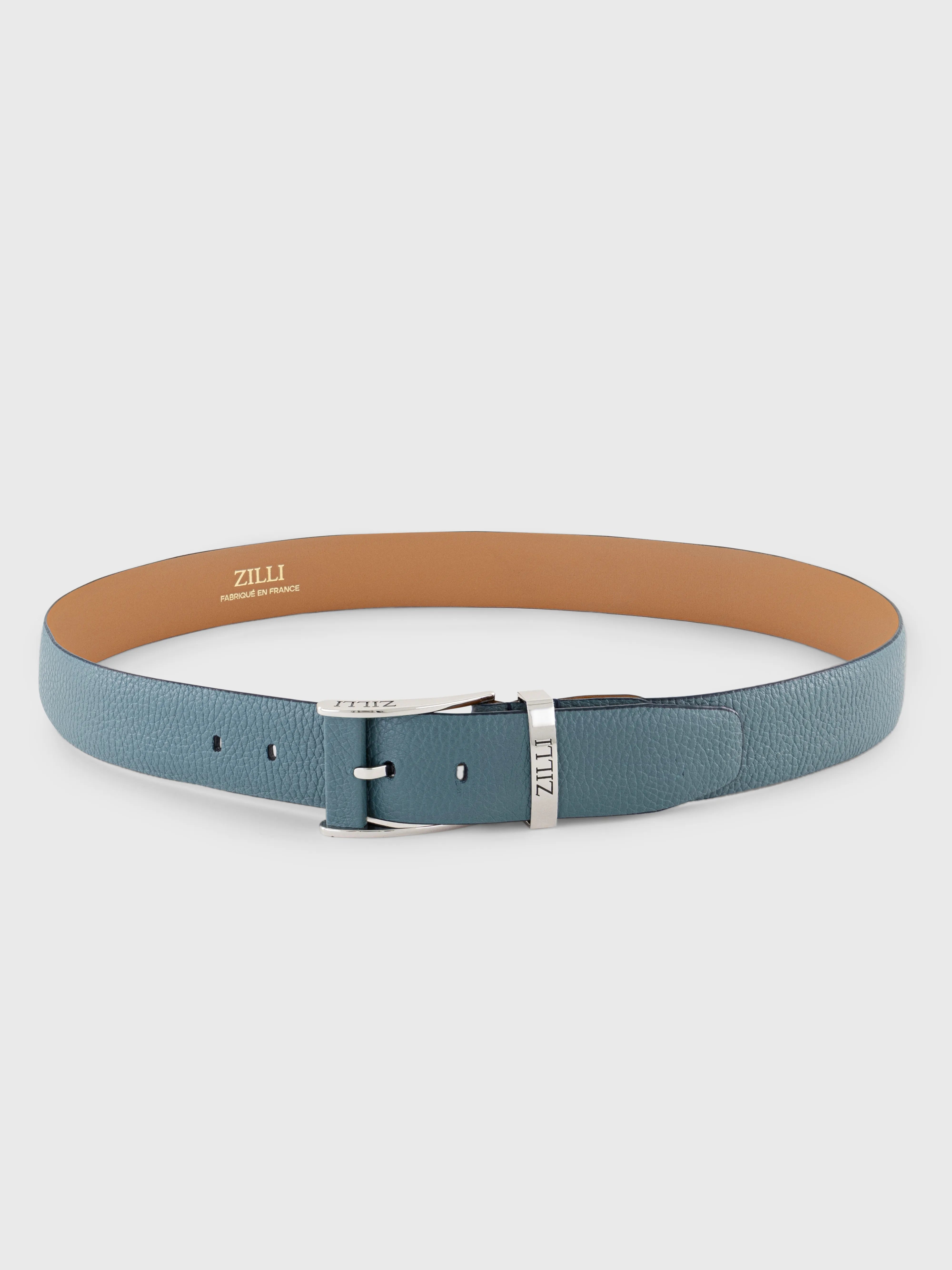 Palladium Buckle Grained Leather Belt