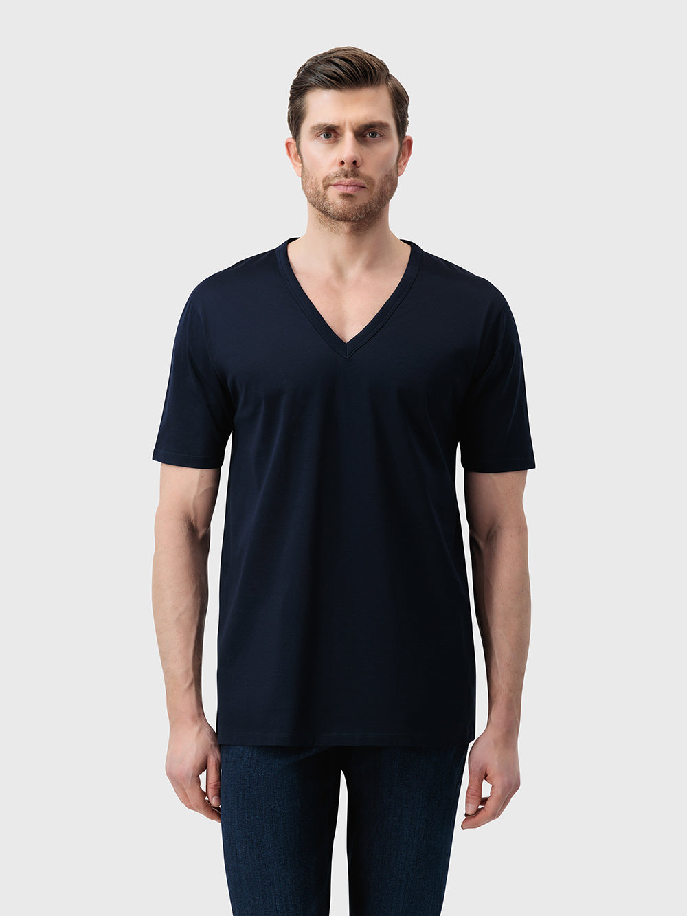 Monochrome V-Neck T-Shirt - Blue Navy