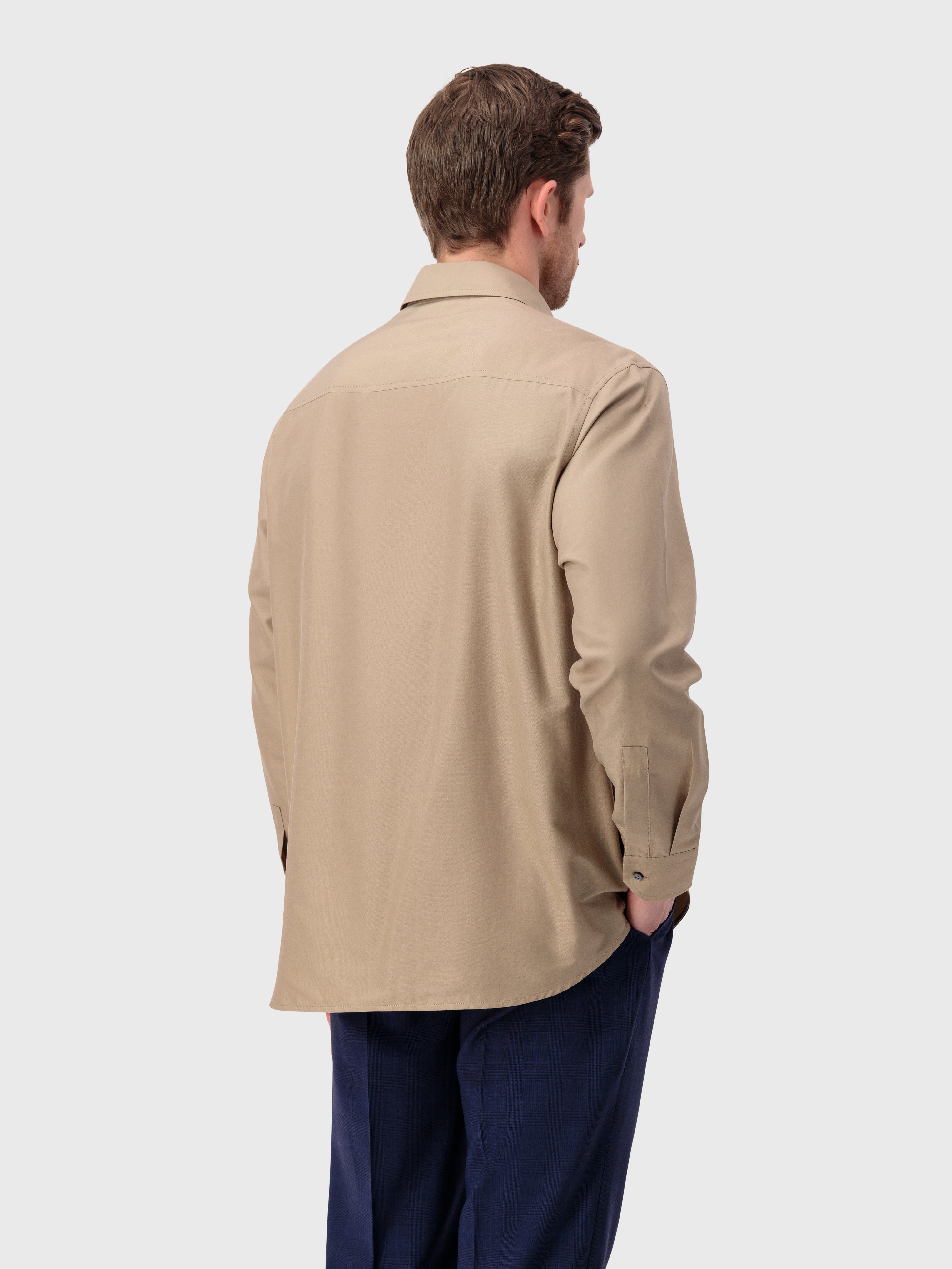 Рубашка из хлопка и шелка с одним отложным воротником - Бледный верблюд
