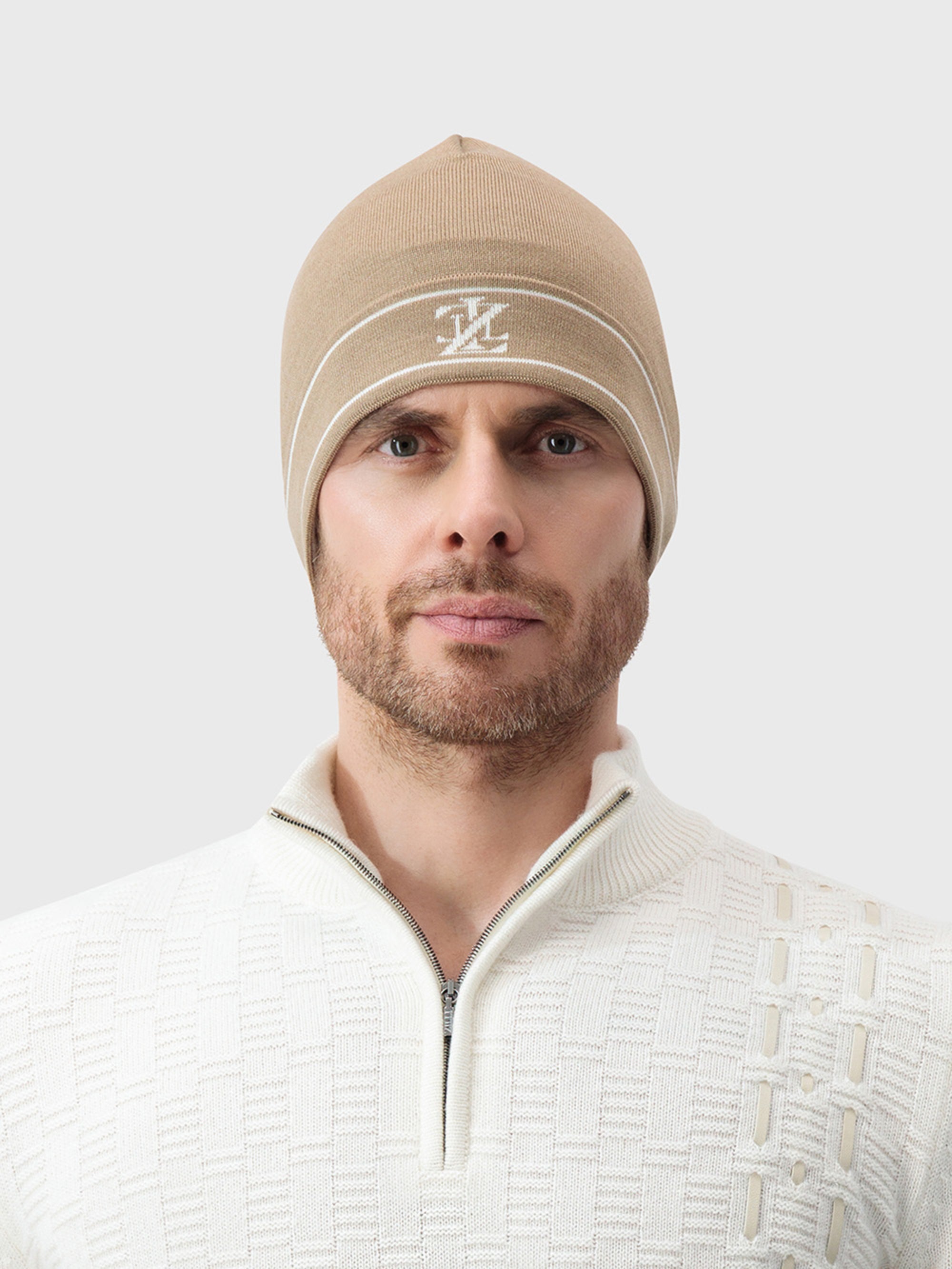 70% Wool 30% Silk Beanie - Cappuccino