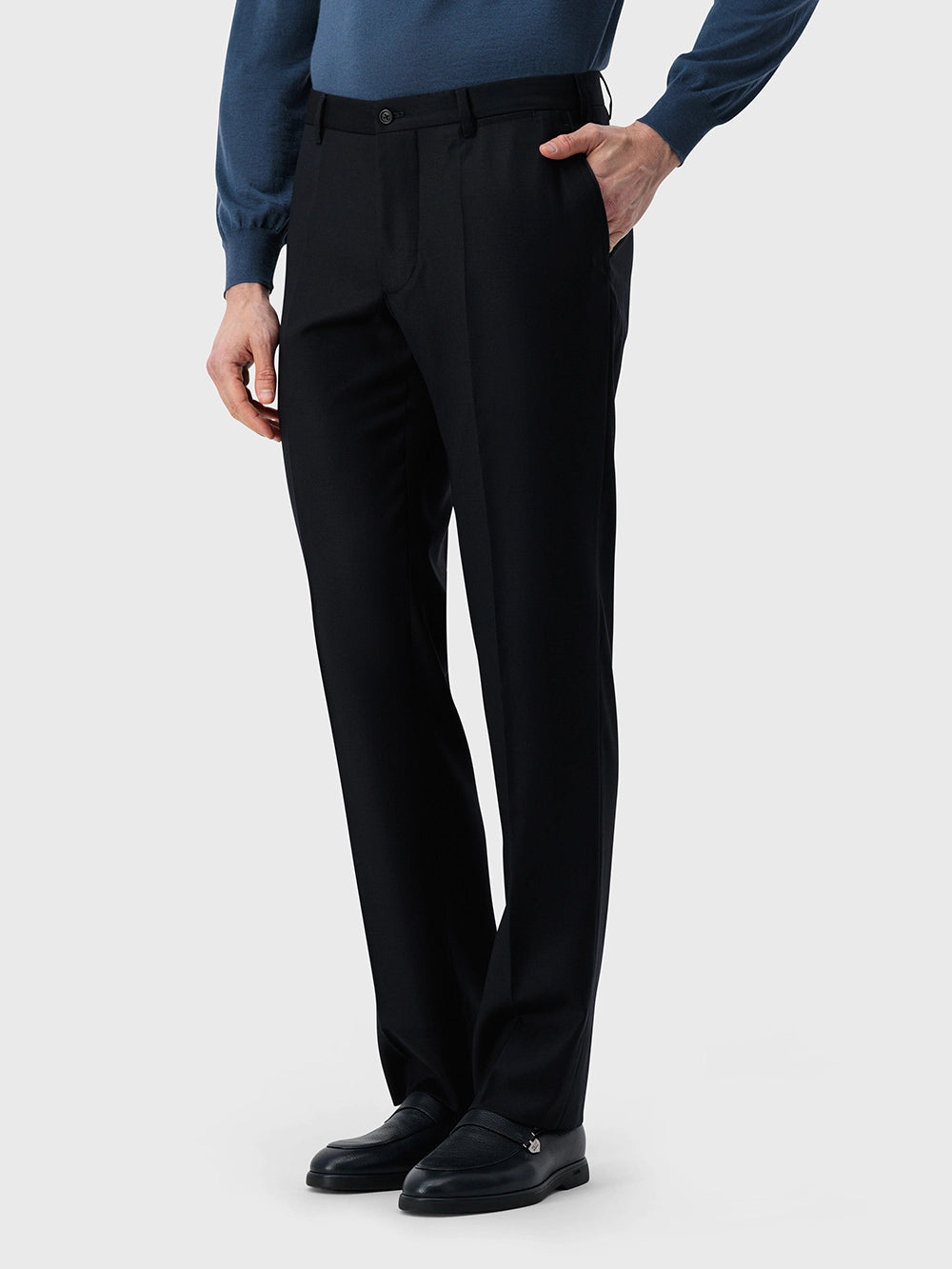 Wool Formal Trousers - Dark Navy