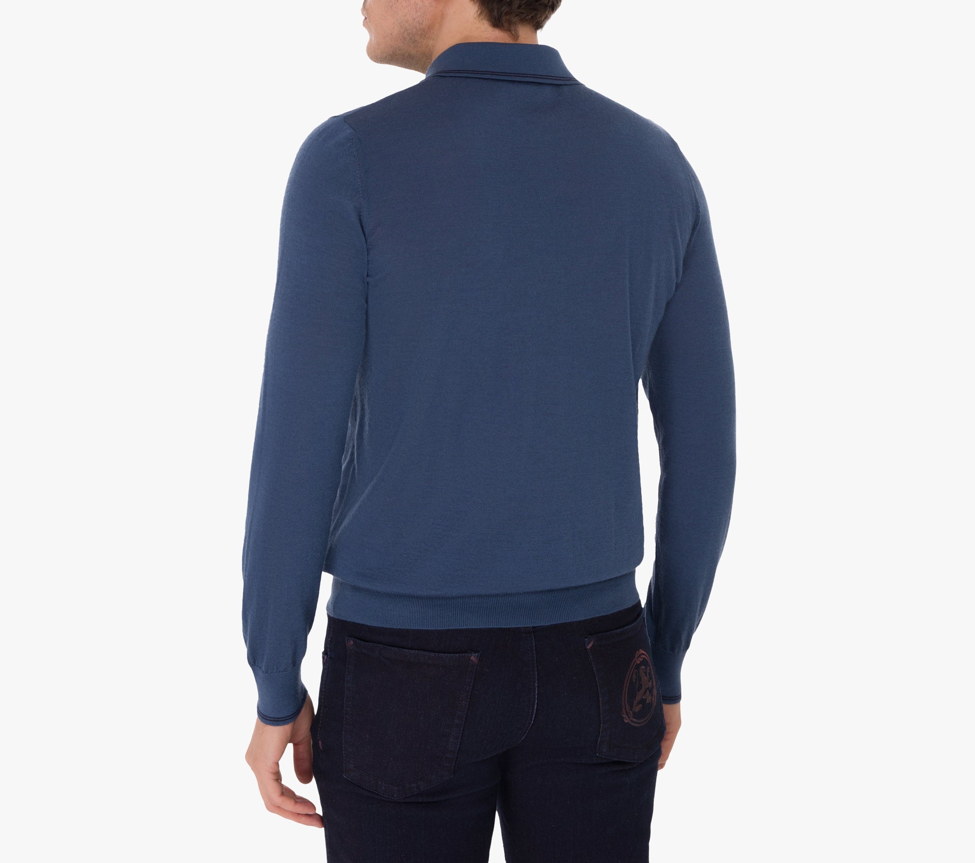 Long Sleeve Zipped Polo with Micro Griffon Embroidery