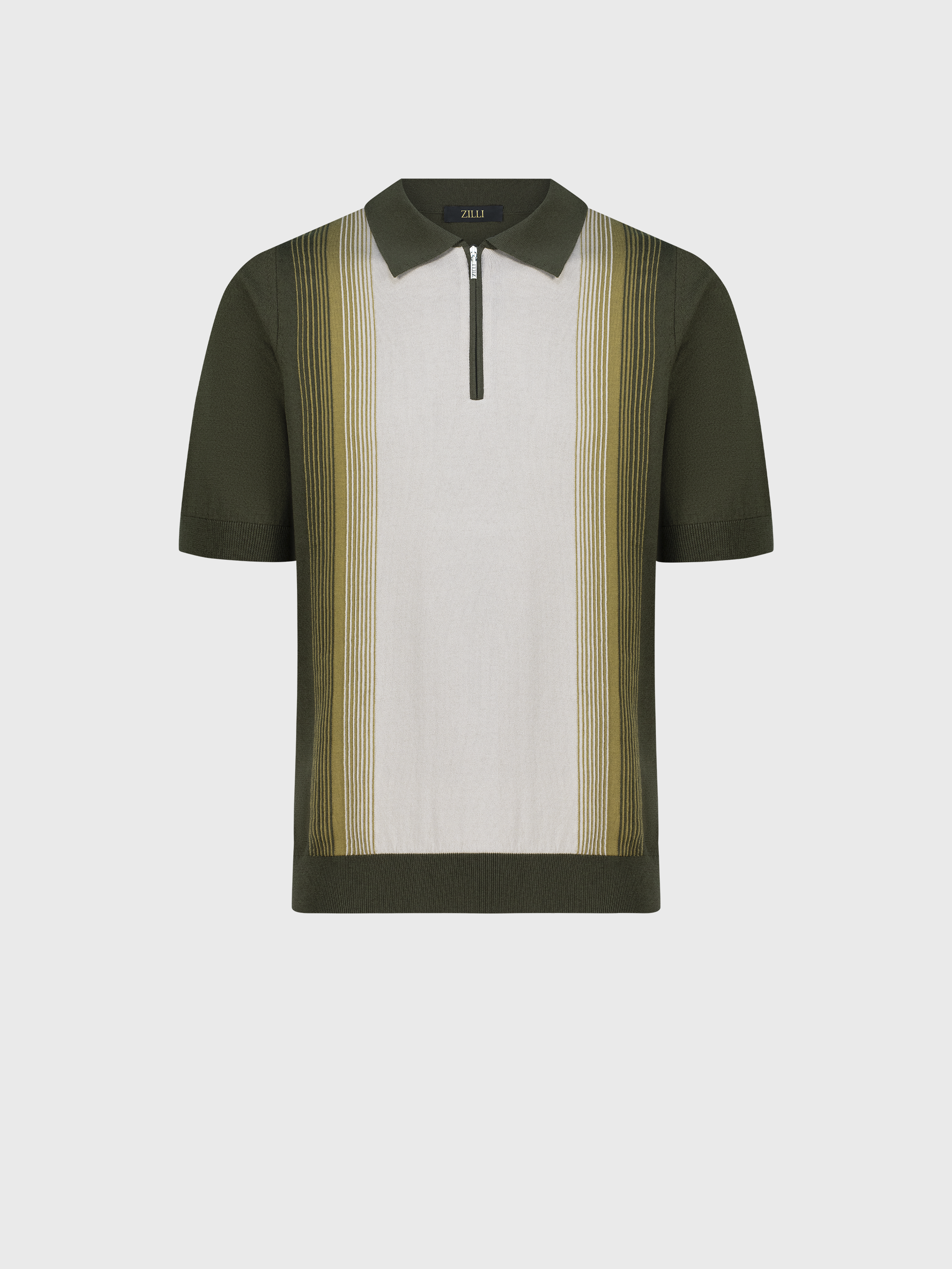 Рубашка-поло на молнии из хлопка и шелка