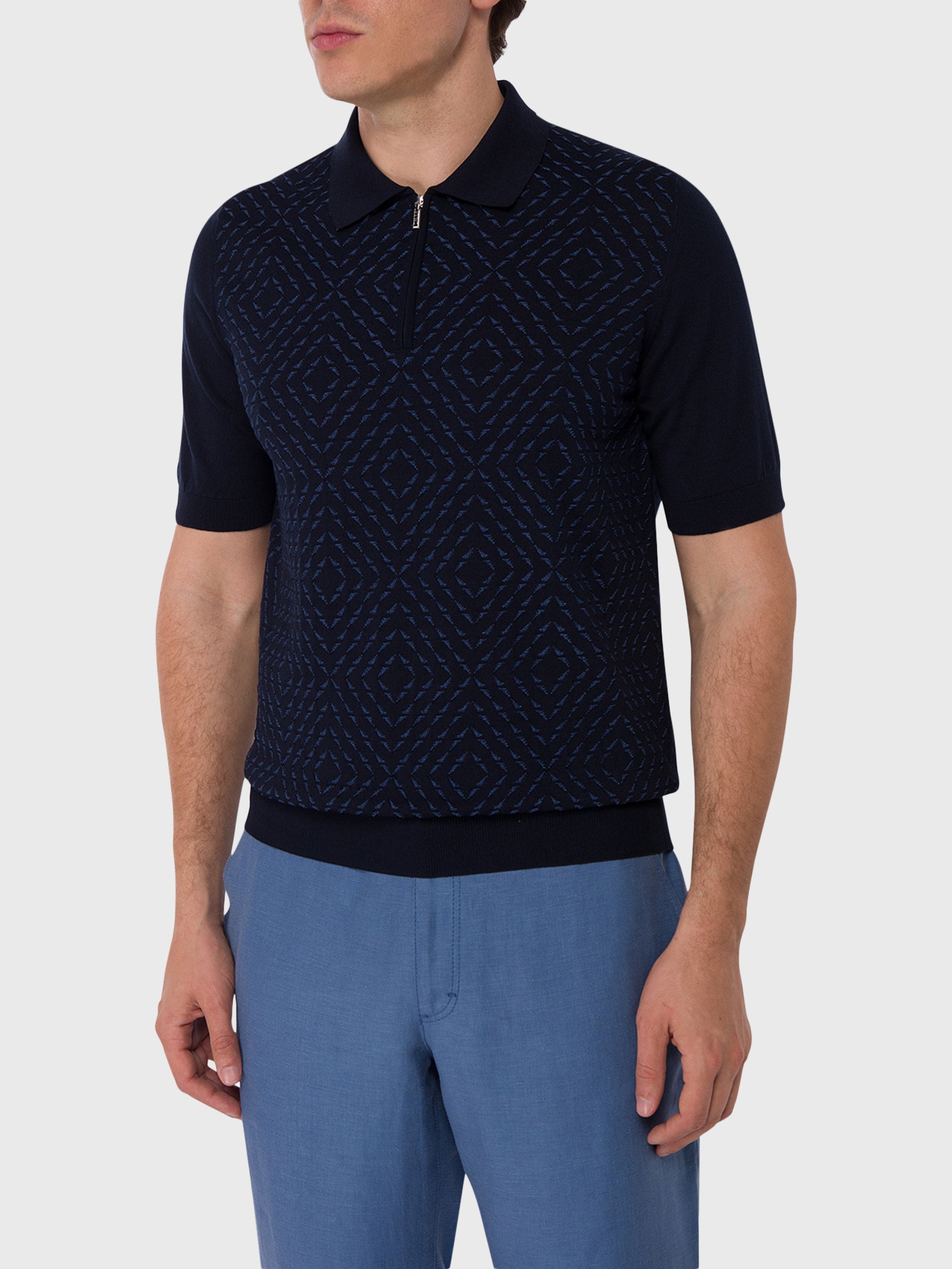 Поло на молнии с короткими рукавами