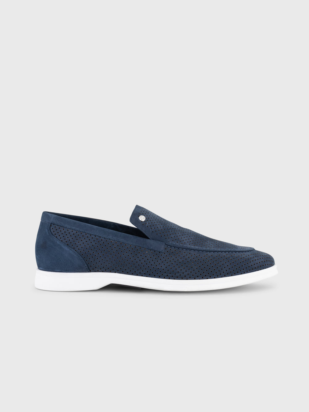 Perforated Suede Calfskin Moccasins - Navy