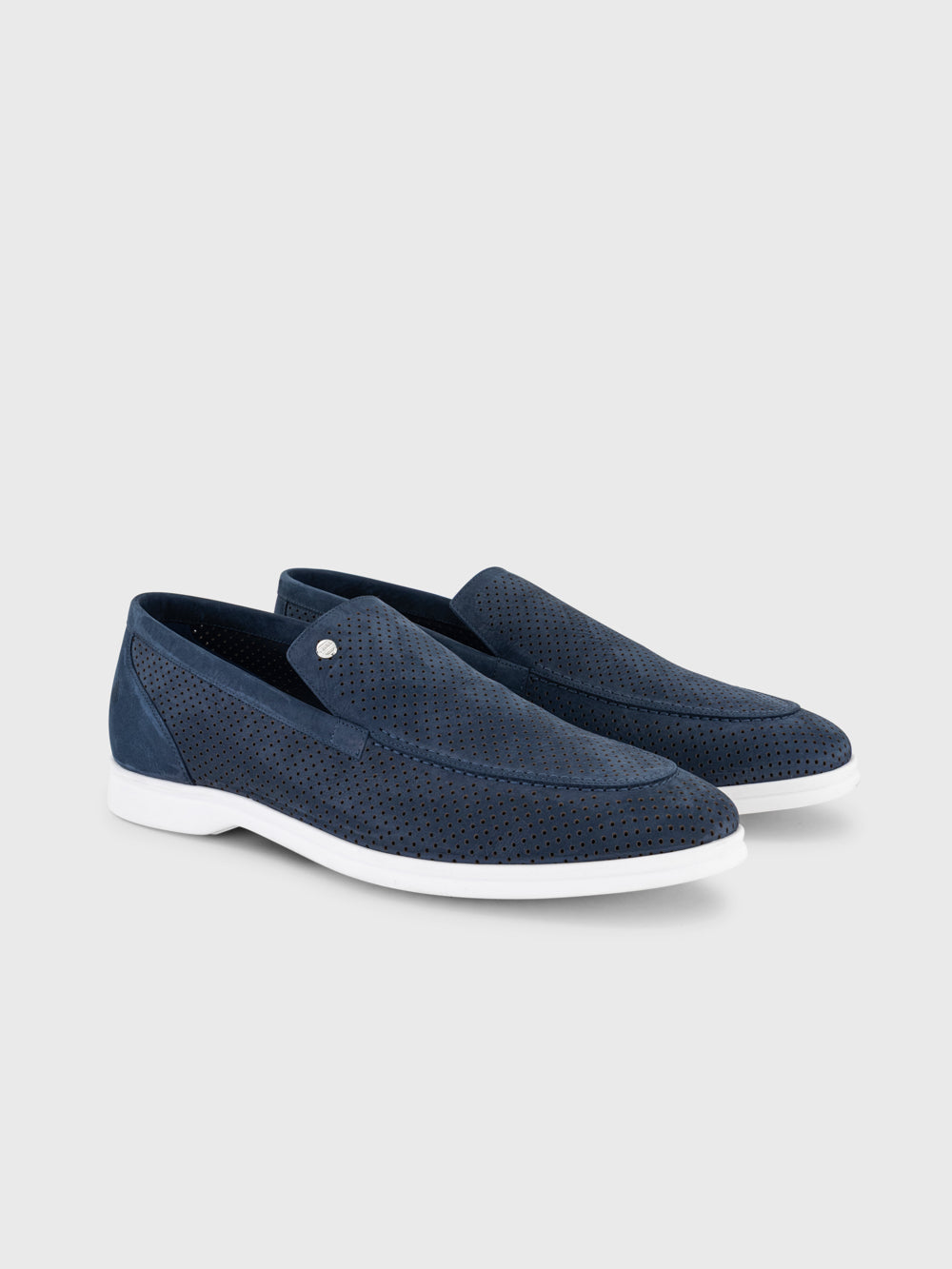 Perforated Suede Calfskin Moccasins - Navy