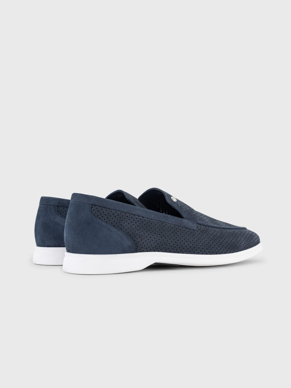 Perforated Suede Calfskin Moccasins - Navy