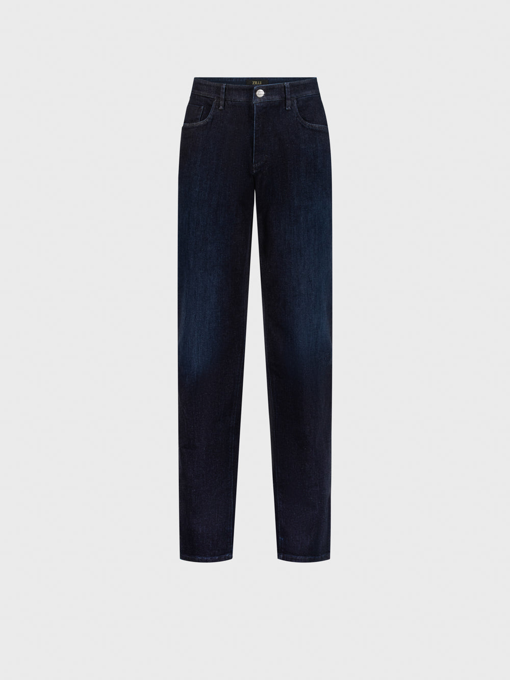 Hybrid Fit Crocodile-Detailed Denim Cotton Trousers - Blue Navy