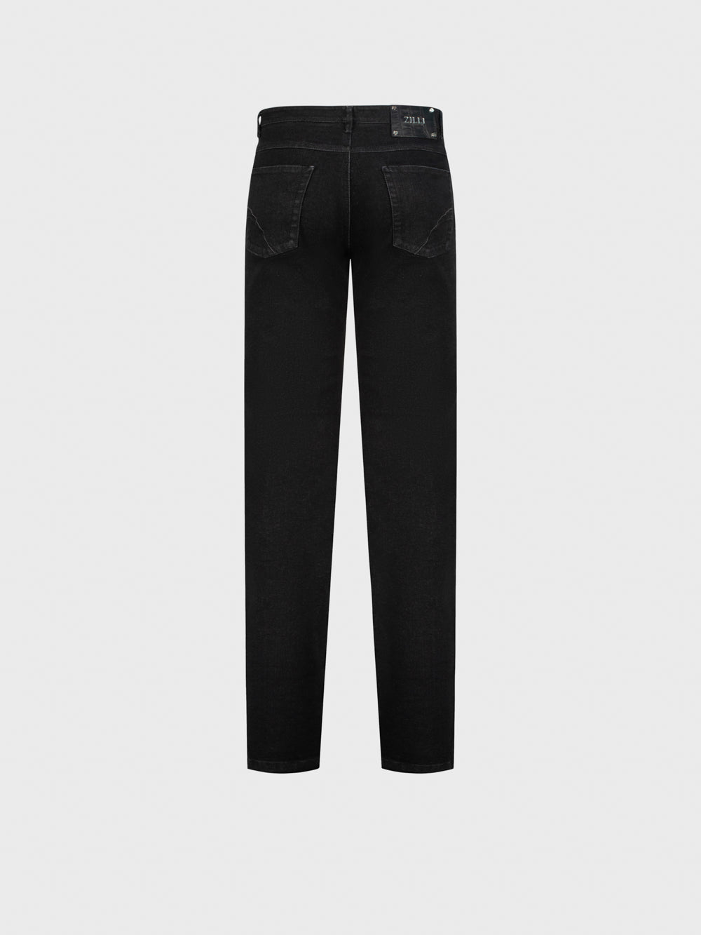 Slim Fit Crocodile-Detailed Denim Cotton Trousers - Black