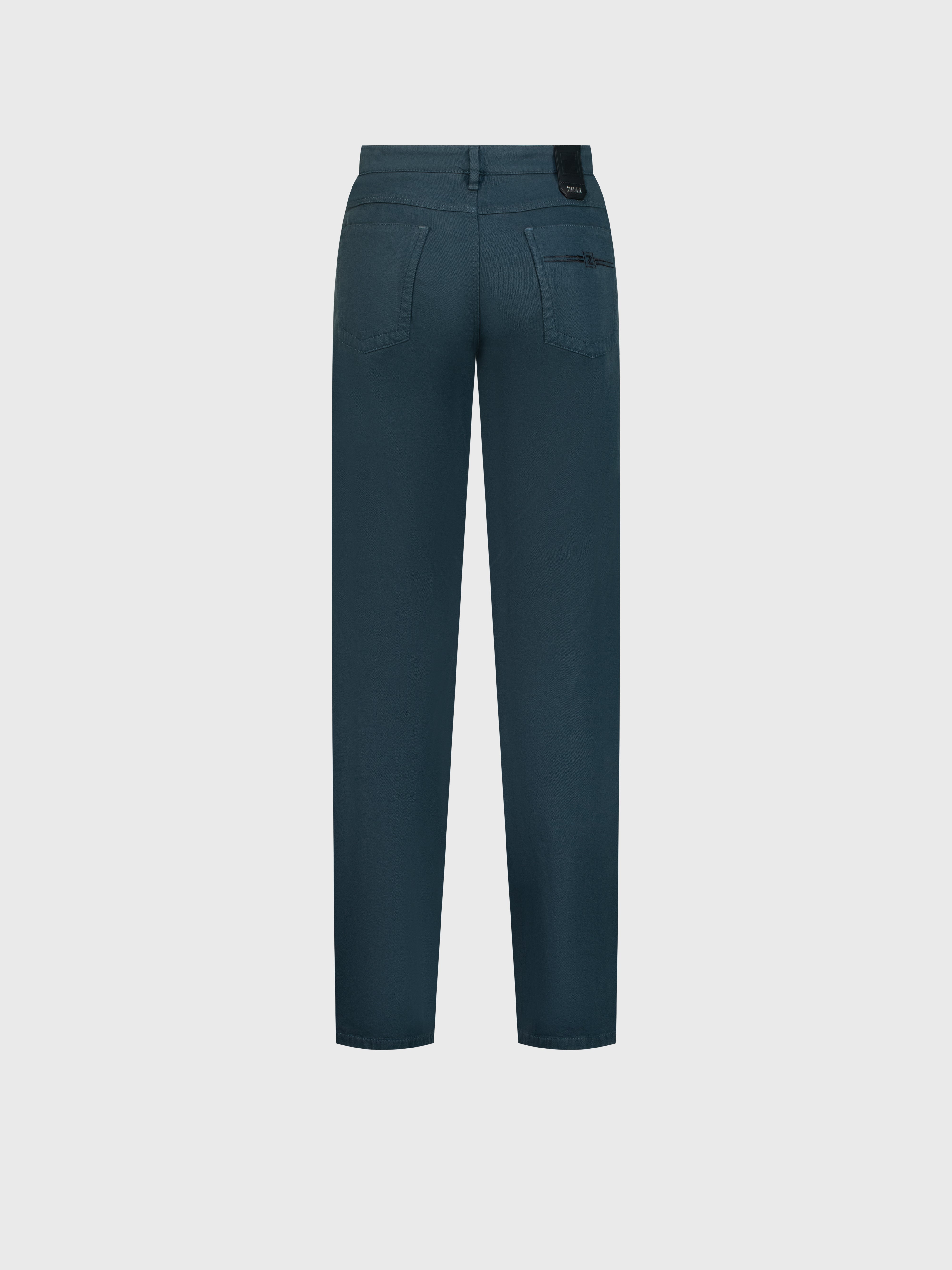 Jeans with Calfskin Patch Dark Green