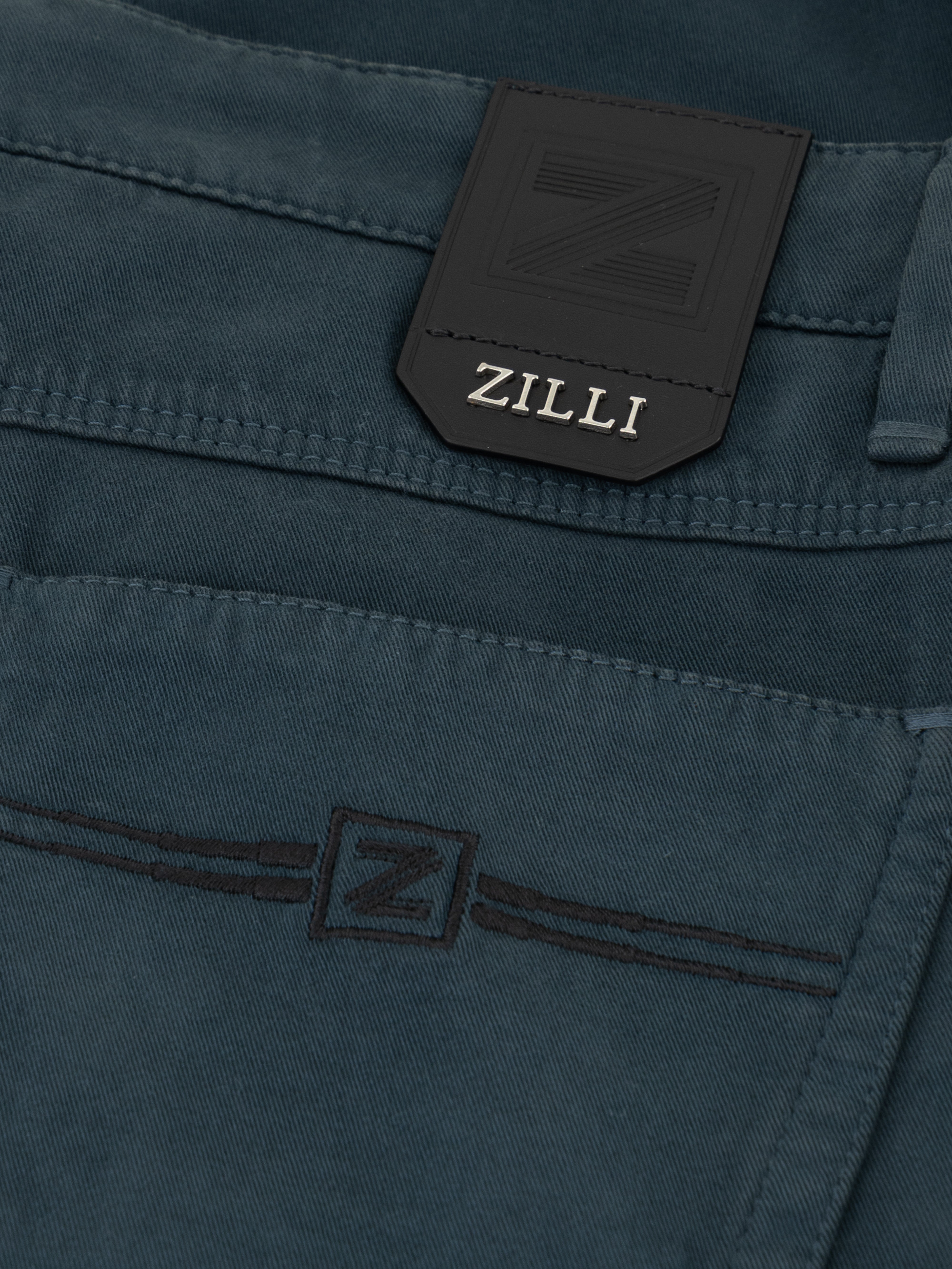 Jeans with Calfskin Patch Dark Green