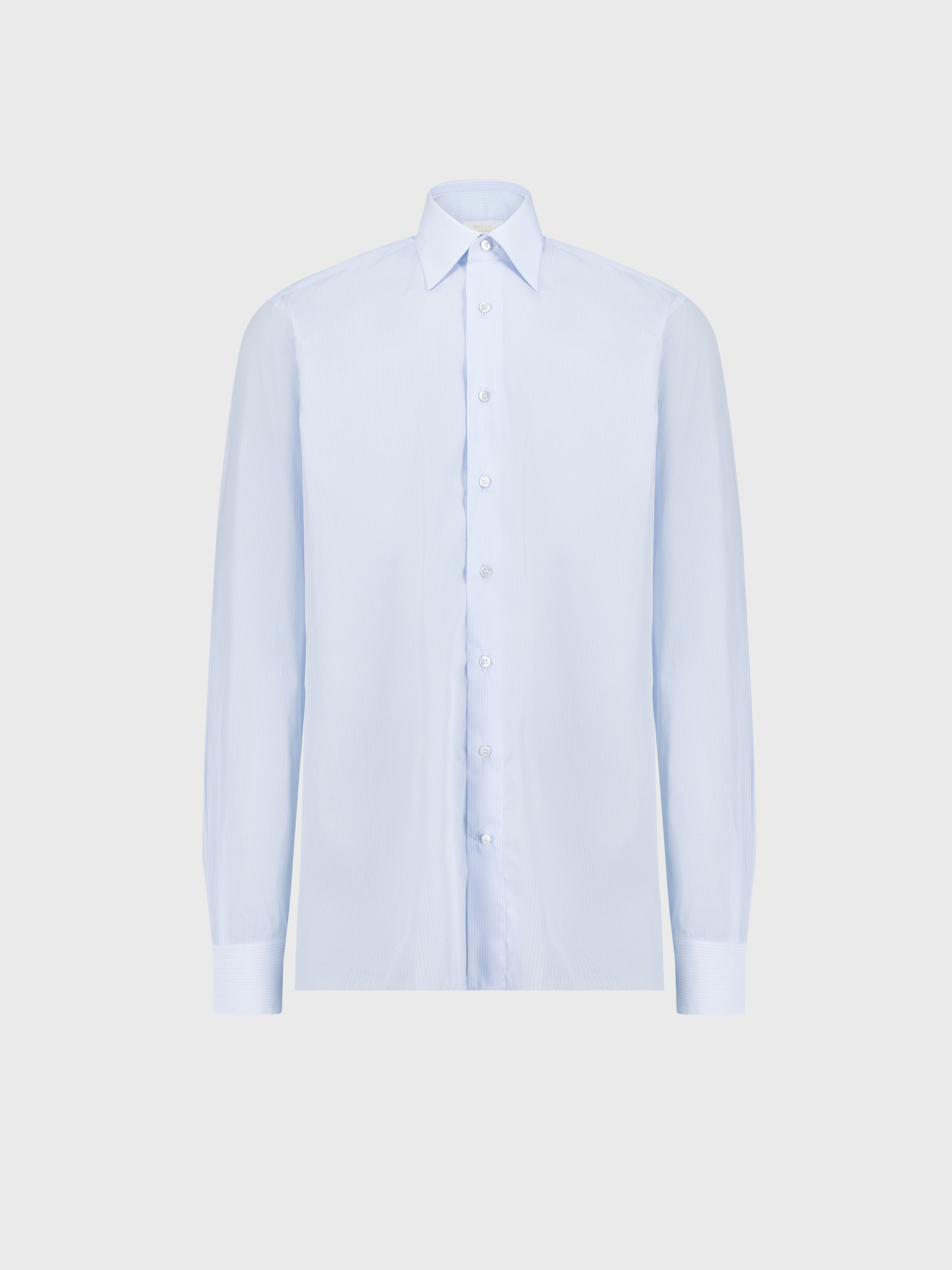 Рубашка с узором в мелкую полоску светло-голубая