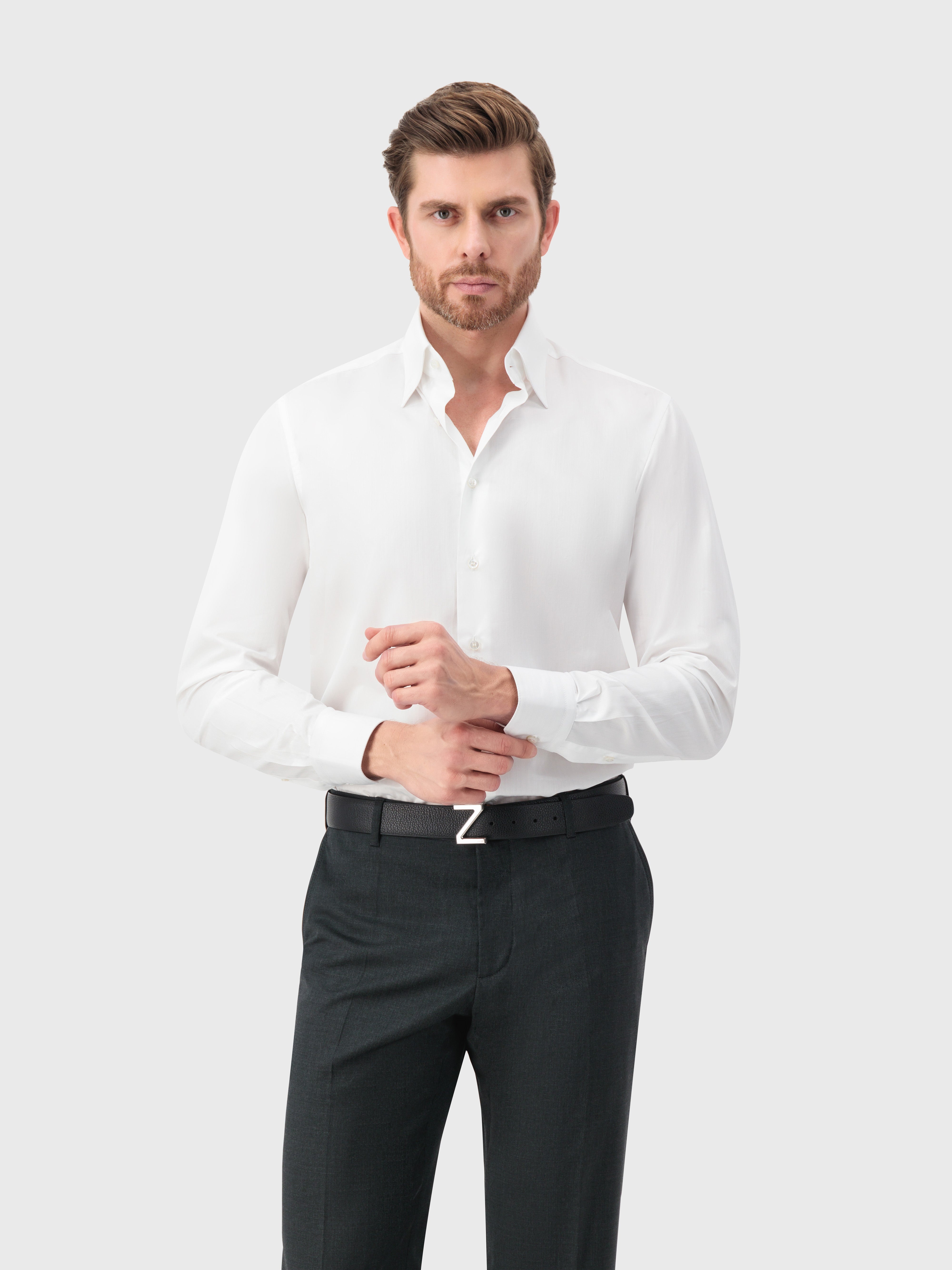 Рубашка с рисунком в полоску белая