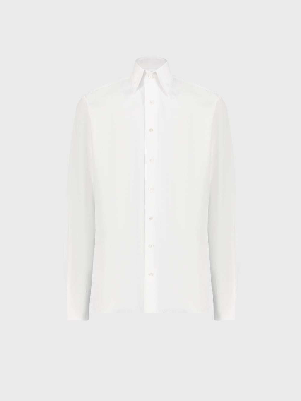 Cotton Shirt with Triple Stitching White