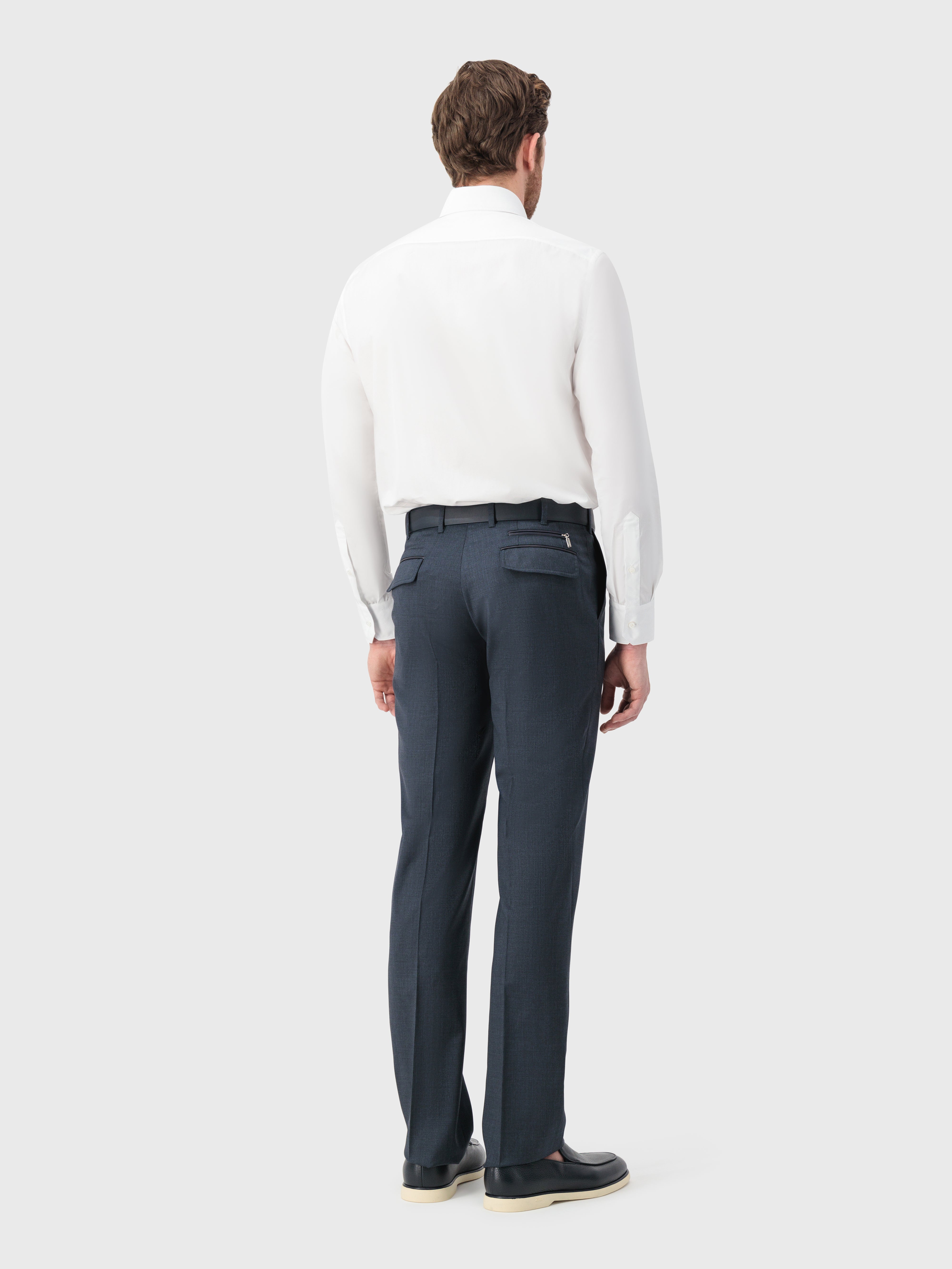 Cotton Shirt with Triple Stitching White