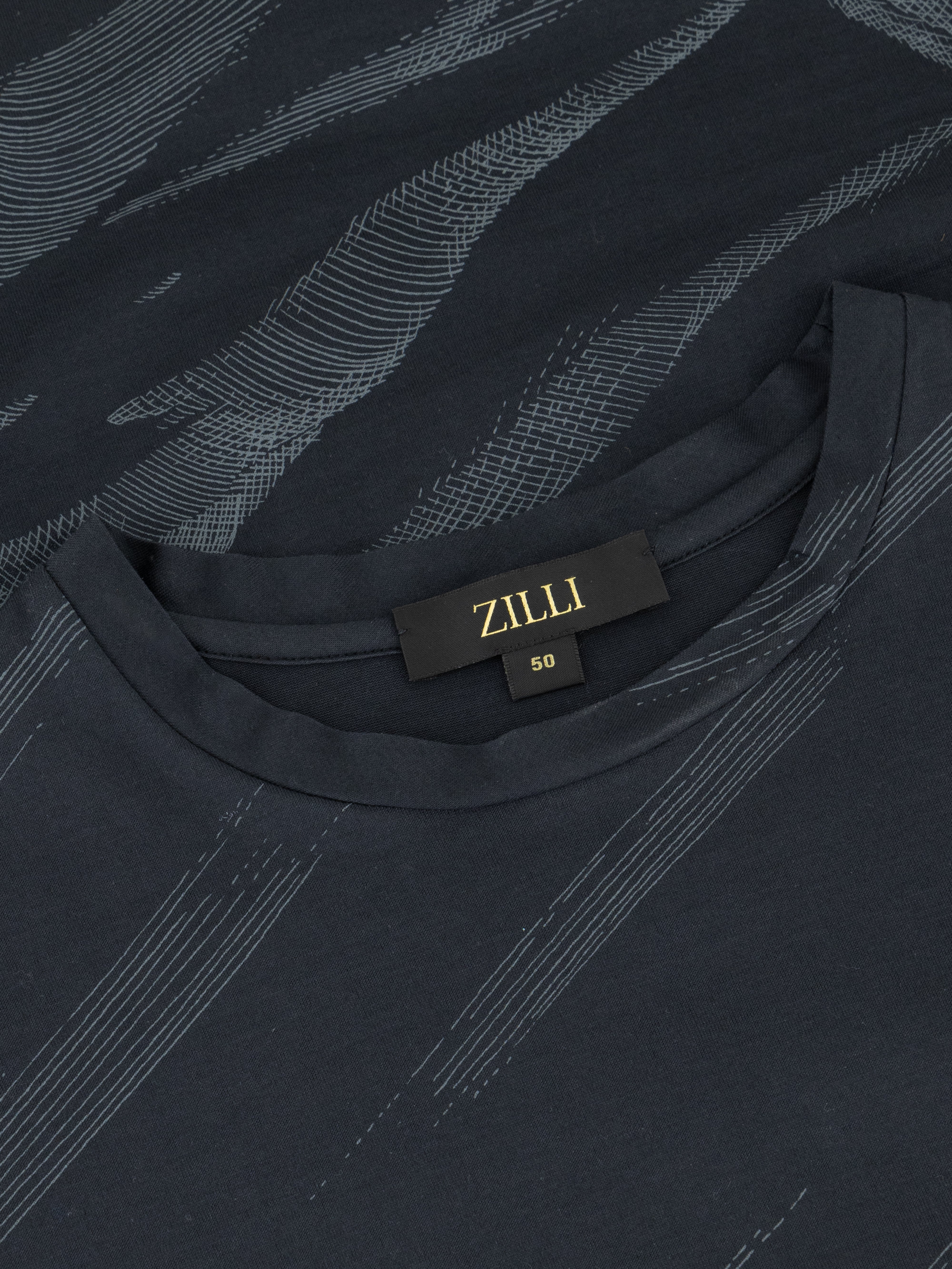 Футболка с абстрактным графическим рисунком темно-темноморская