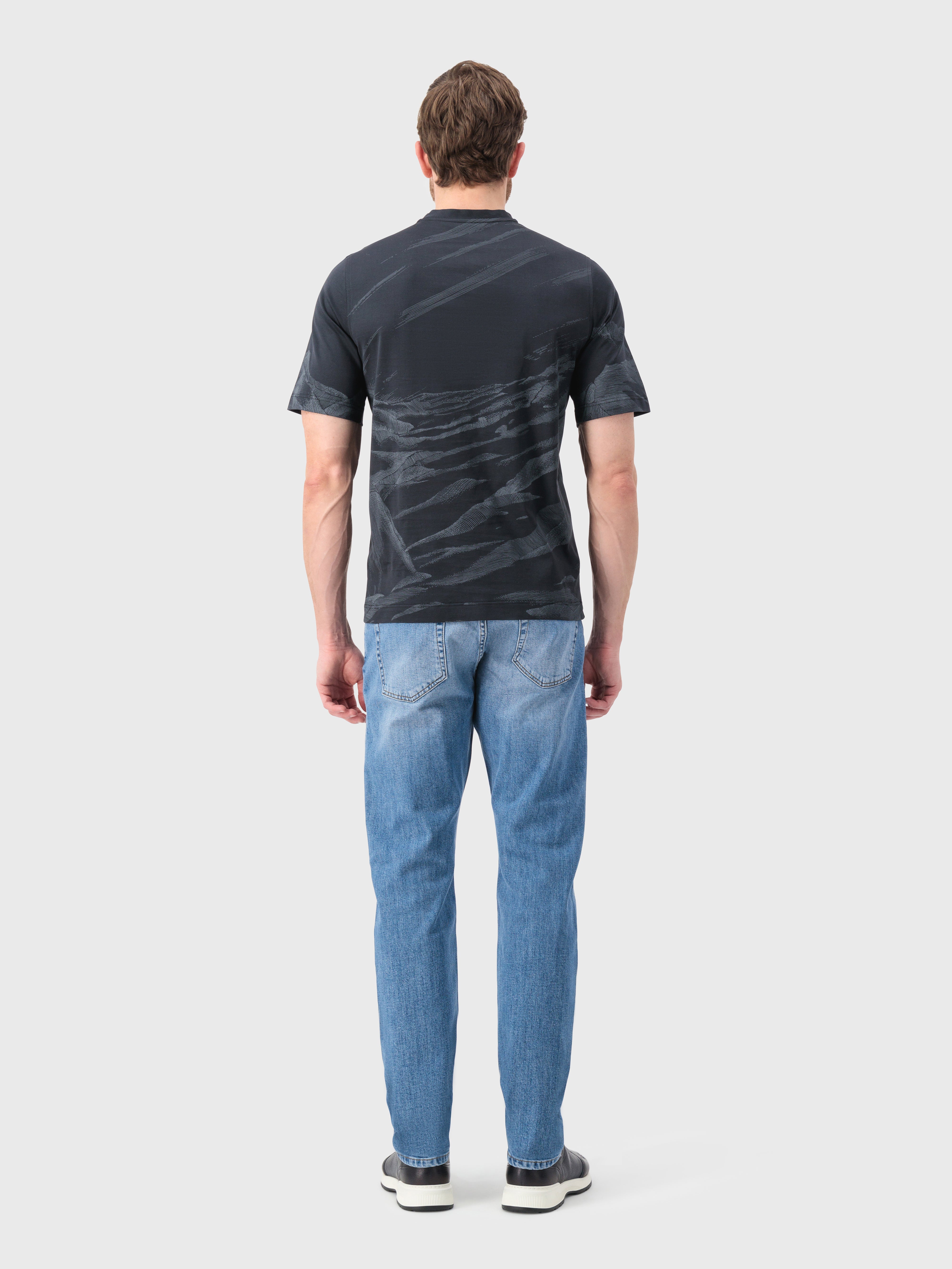 Футболка с абстрактным графическим рисунком темно-темноморская