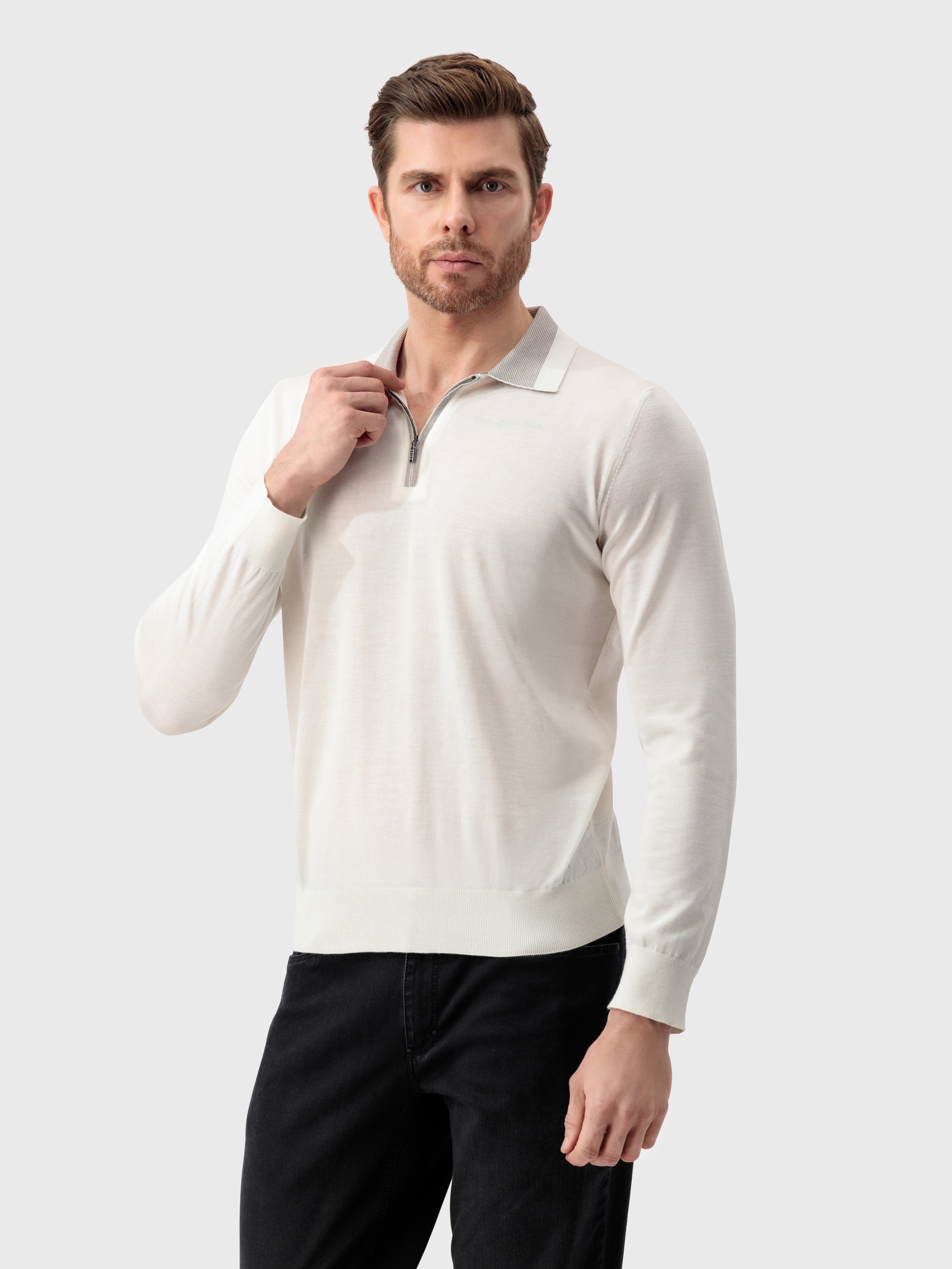 Рубашка-поло на молнии Белая