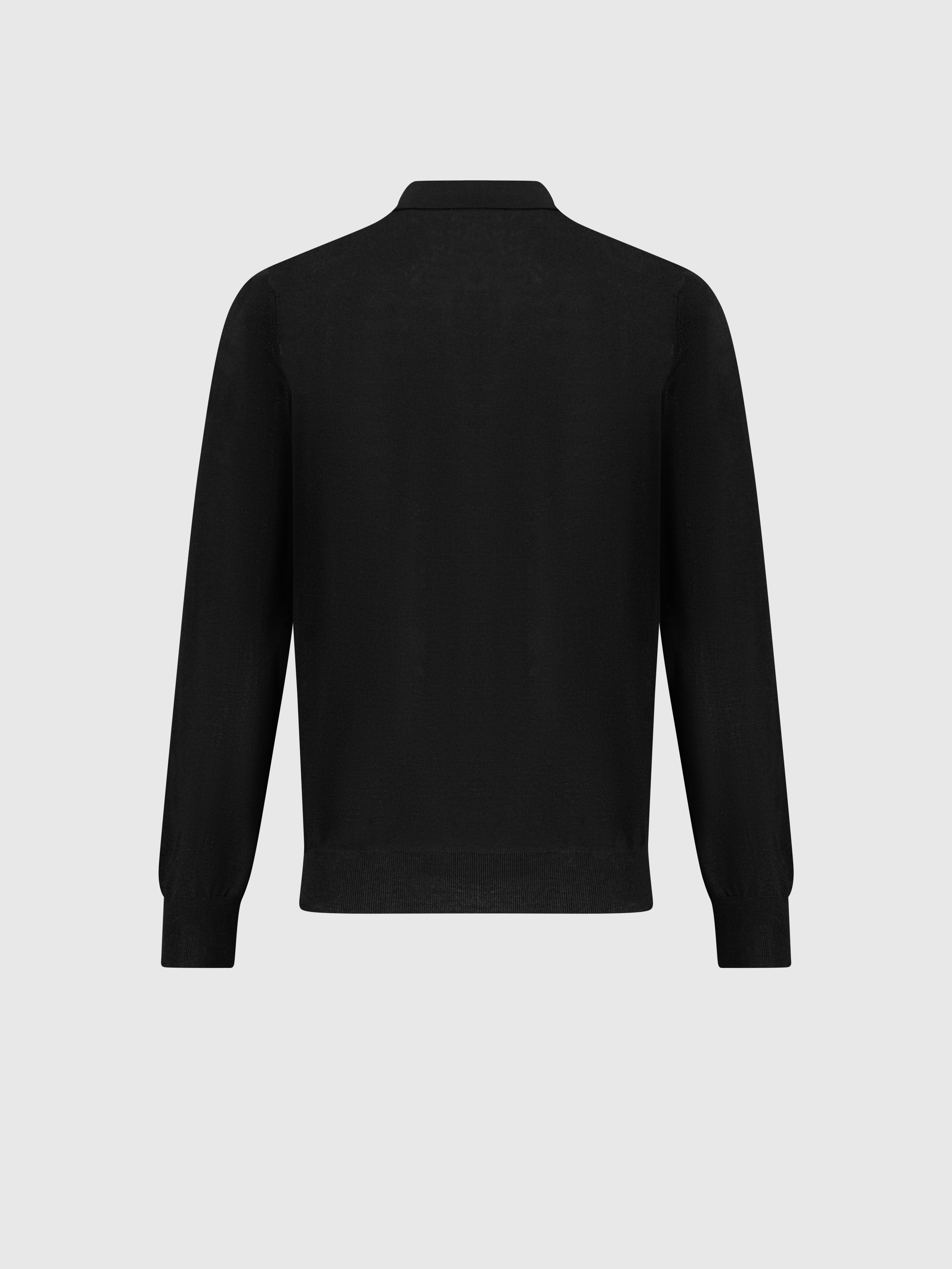 Поло на молнии с ромбовидным жаккардовым переплетением Черный