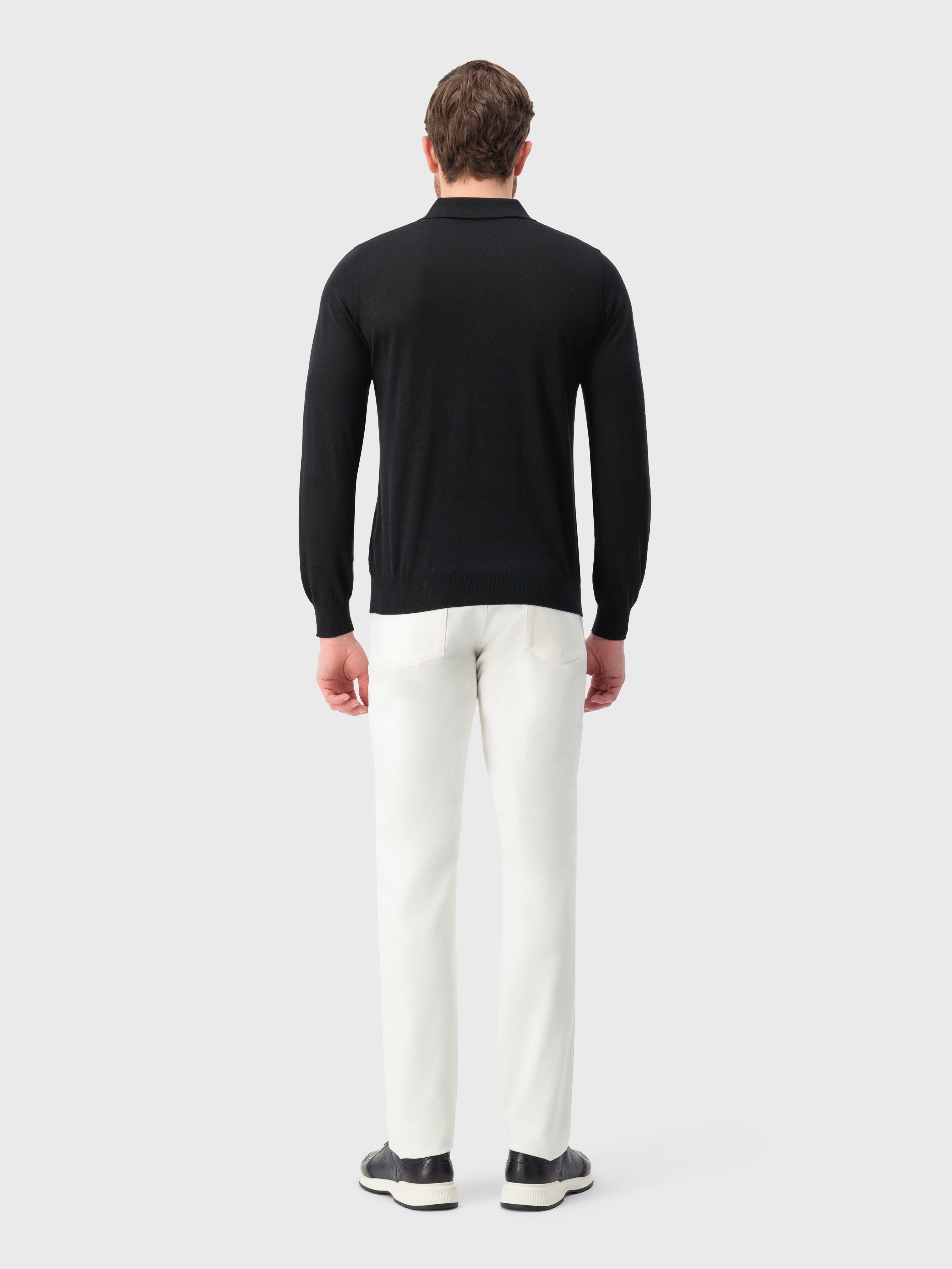 Поло на молнии с ромбовидным жаккардовым переплетением Черный