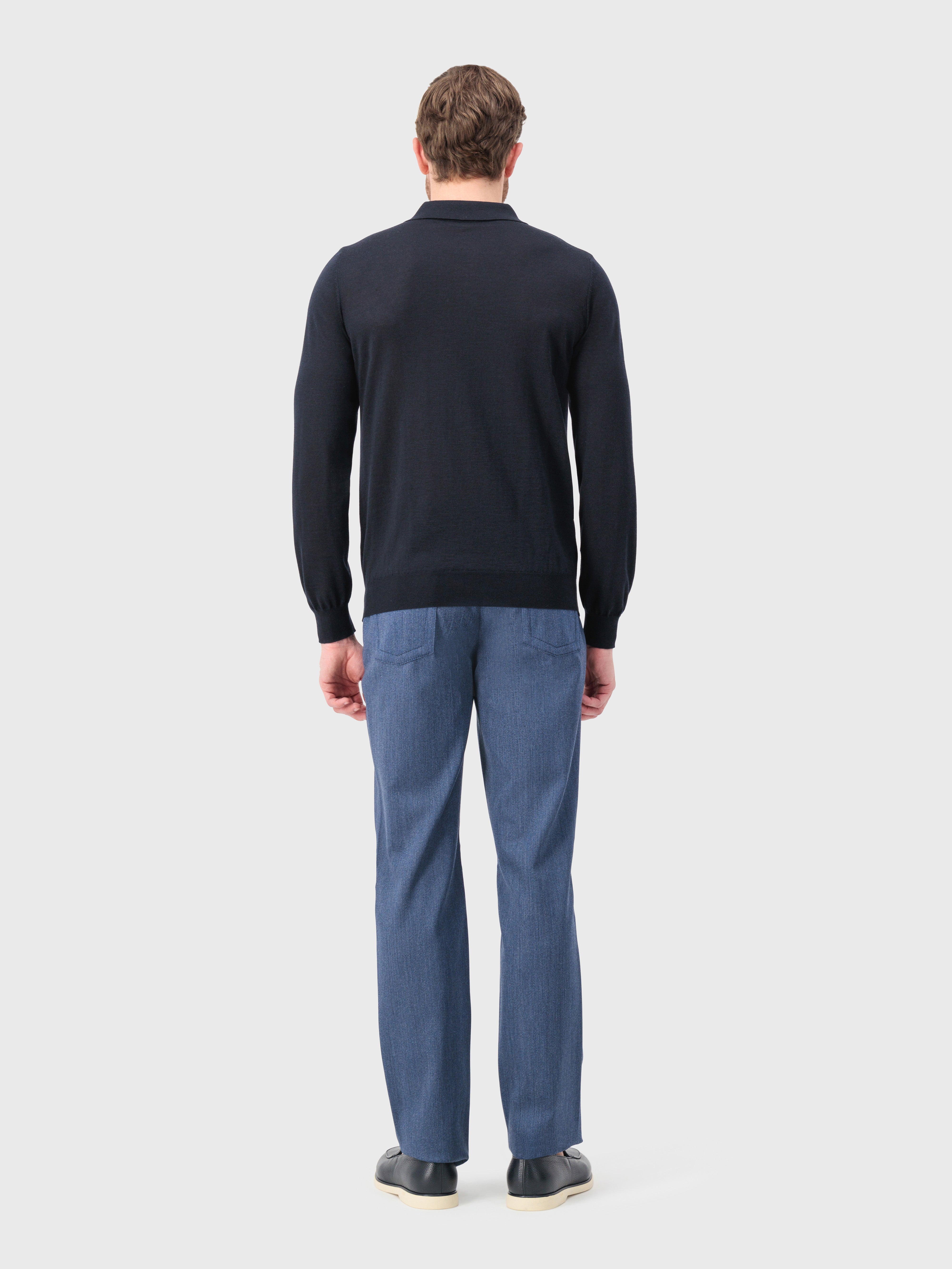 Поло на молнии с ромбовидным жаккардовым переплетением темно-темноморского цвета