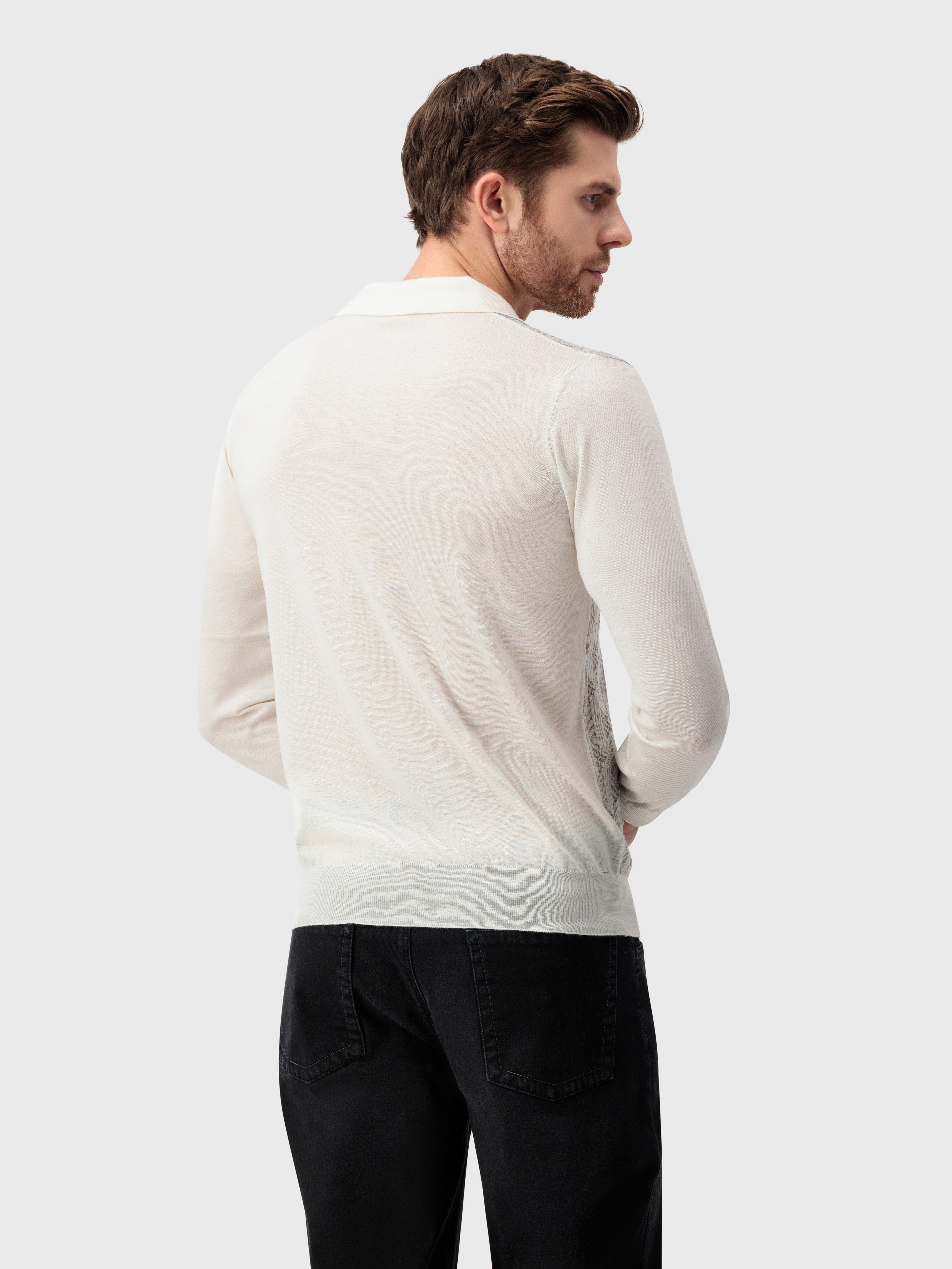 Поло на молнии с геометрическим жаккардовым переплетением Белый