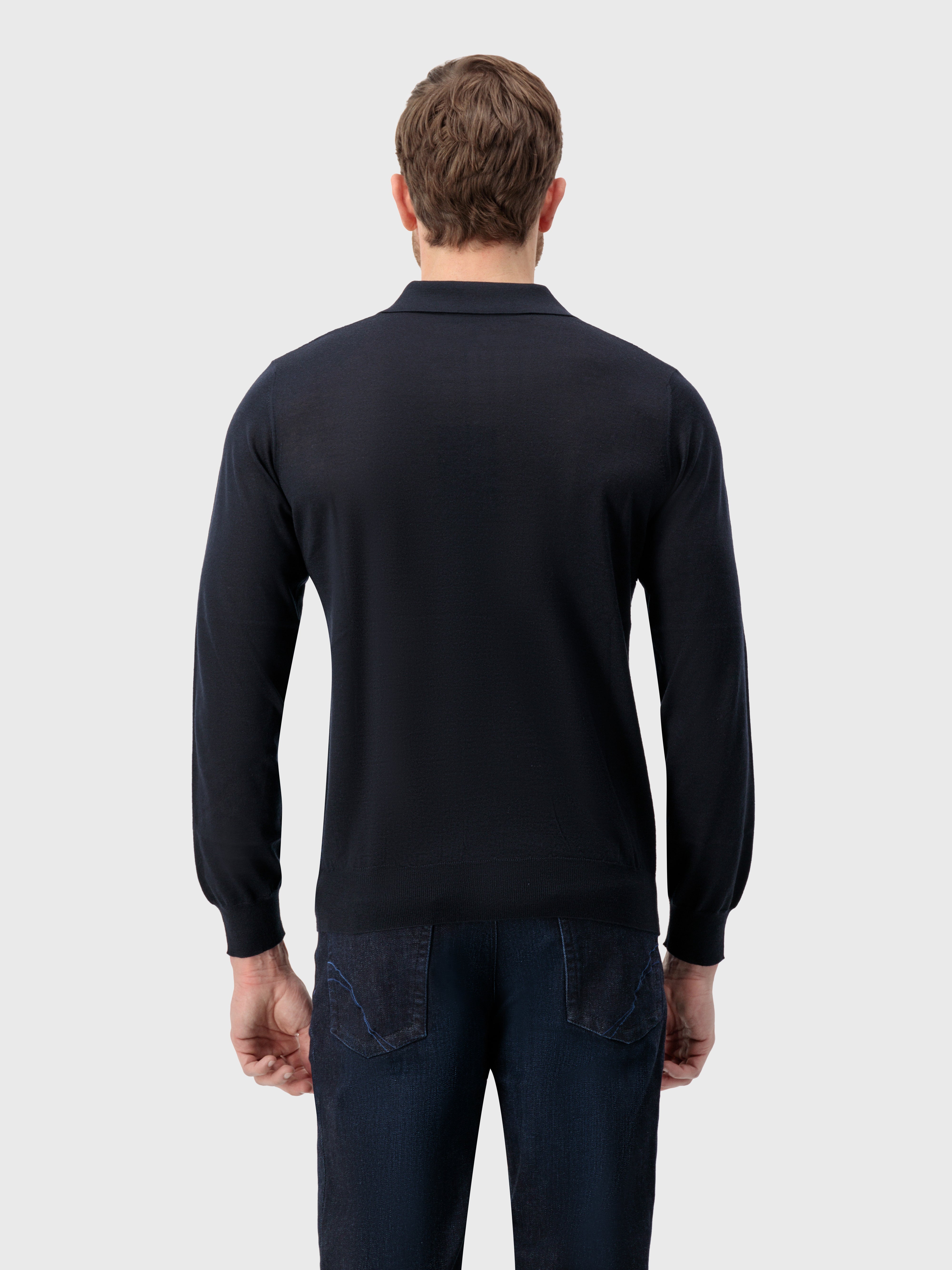 Поло на молнии с геометрическим жаккардовым переплетением Темно-морской