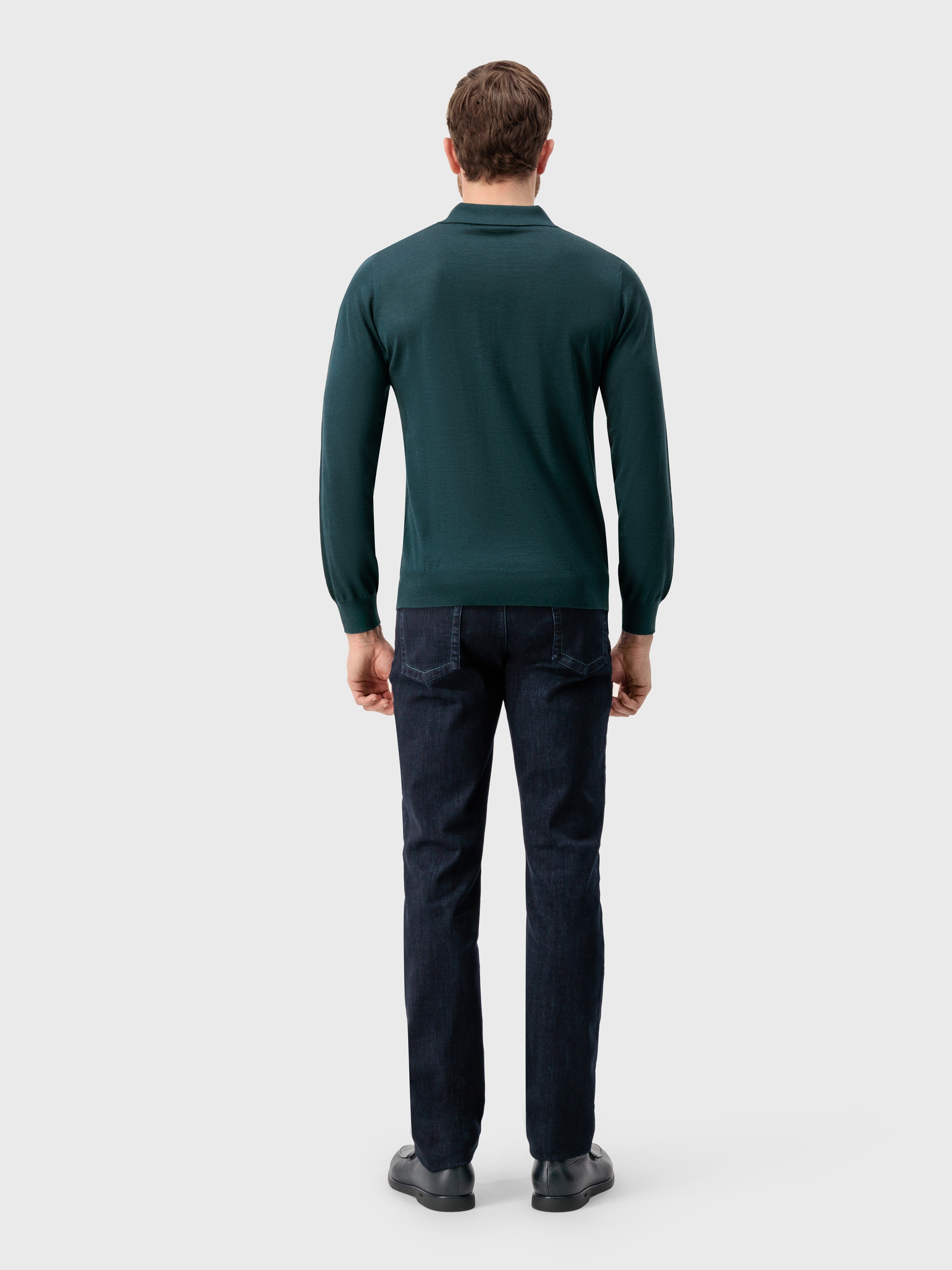 Поло на молнии с геометрическим жаккардовым переплетением Темно-зеленый