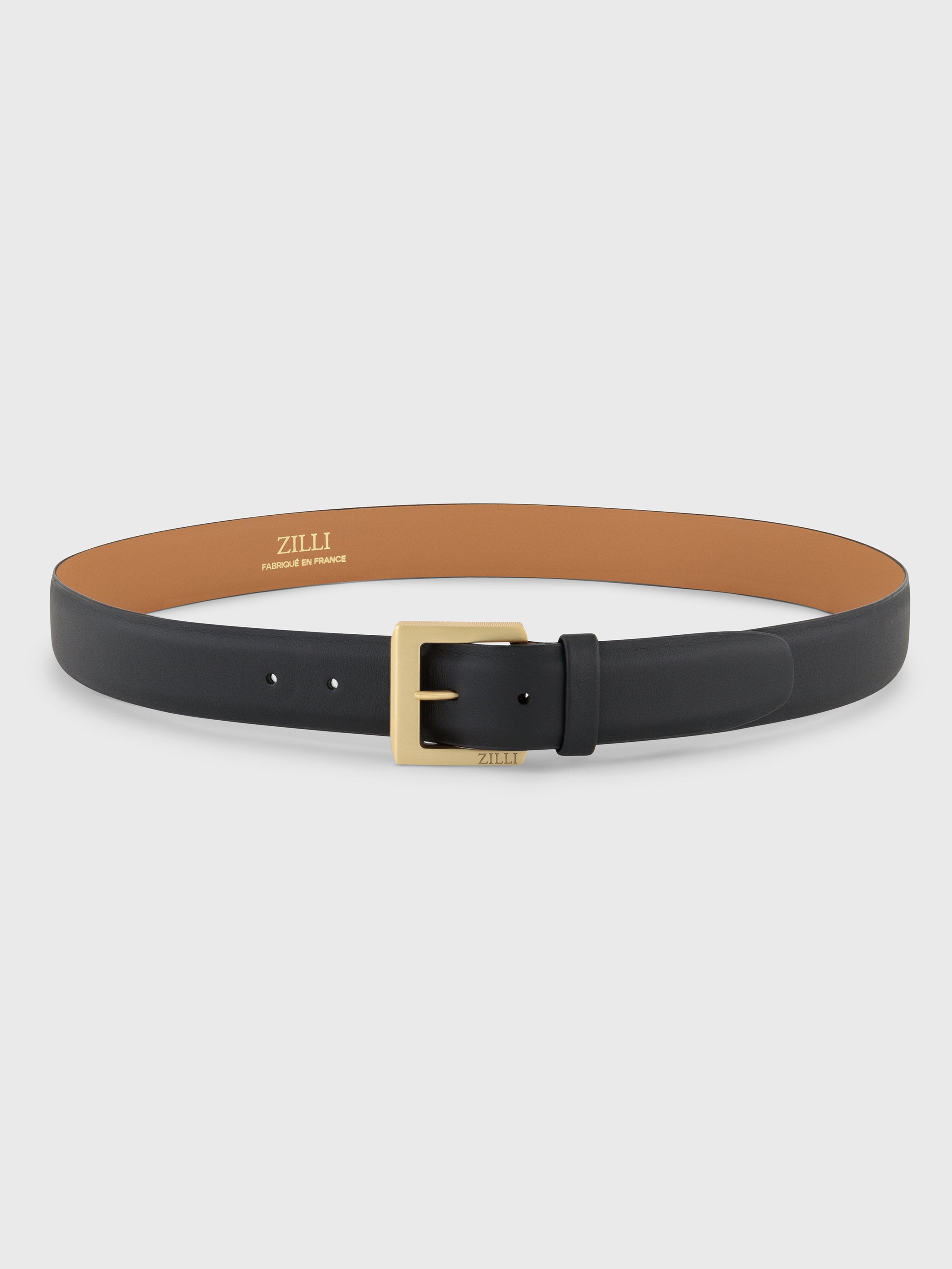 Calfskin Belt with Dress Buckle Black