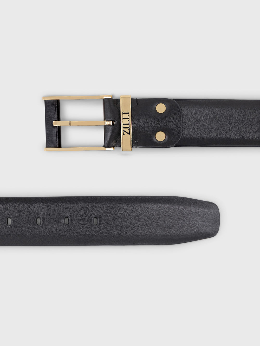 Gold-Finish 126 Buckle Box Calfskin Belt - Black