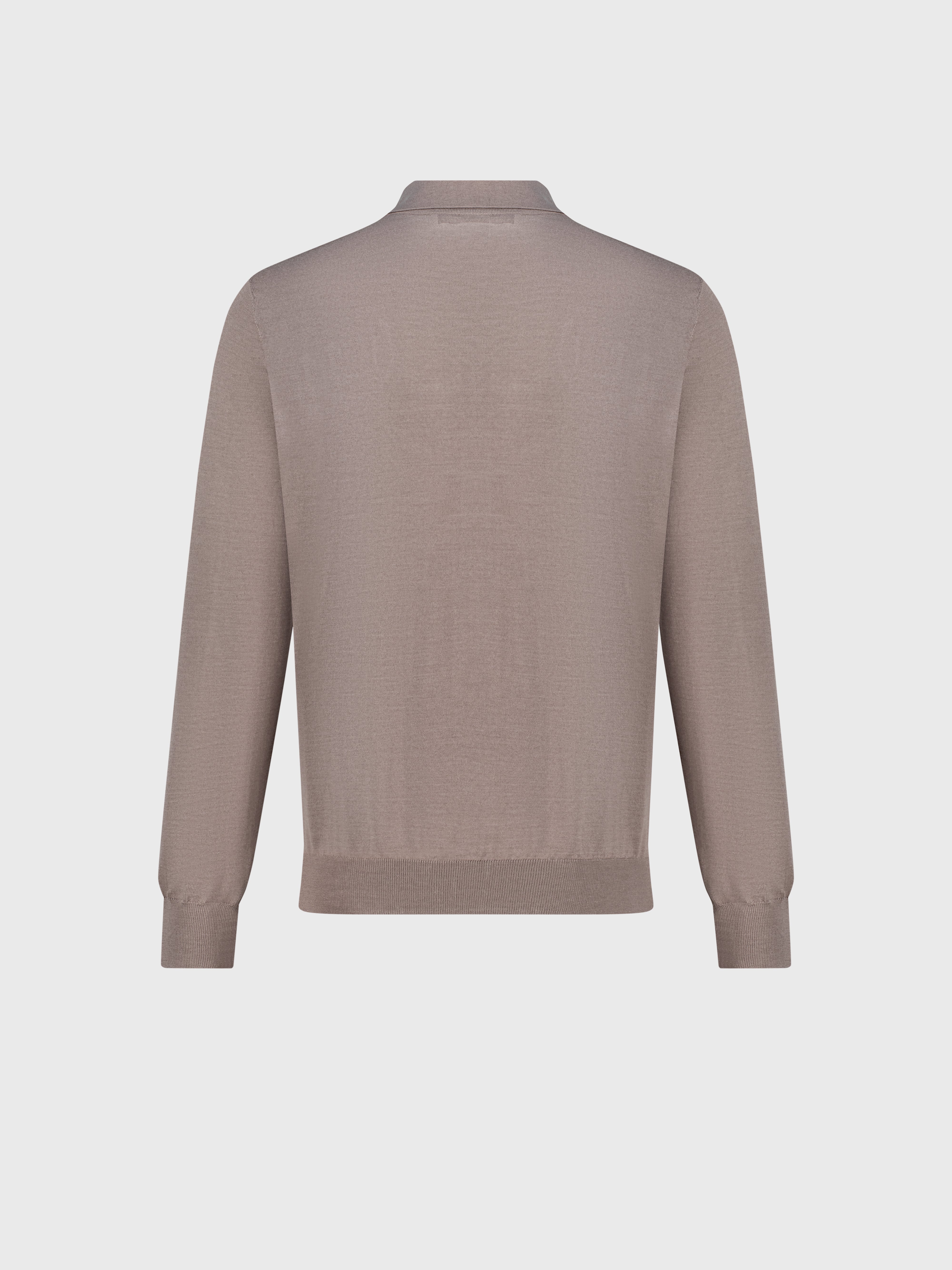 Трикотажное поло на молнии из кашемира и шелка цвета тауп