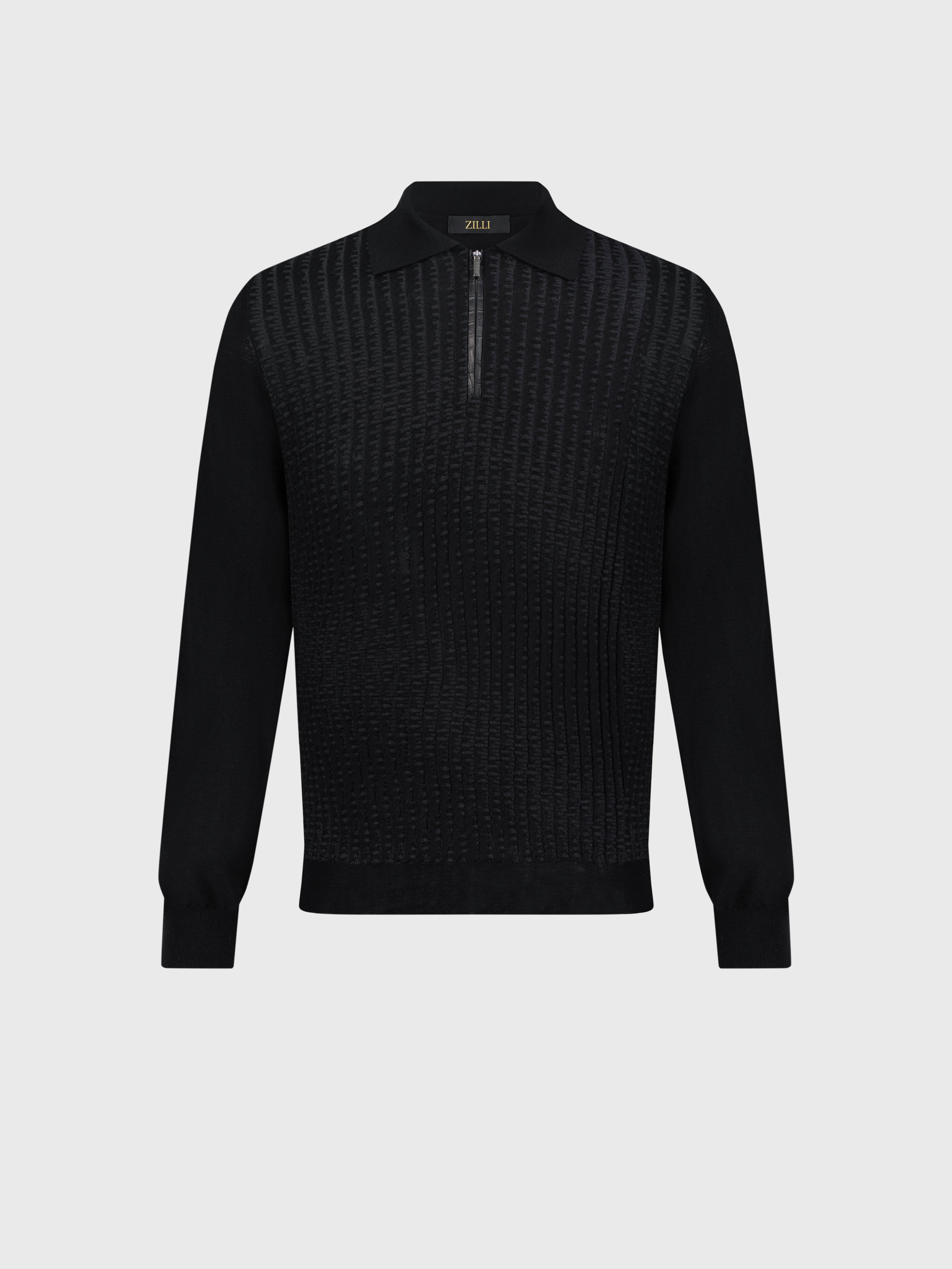 Трикотажное поло на молнии из кашемира и шелка Черный
