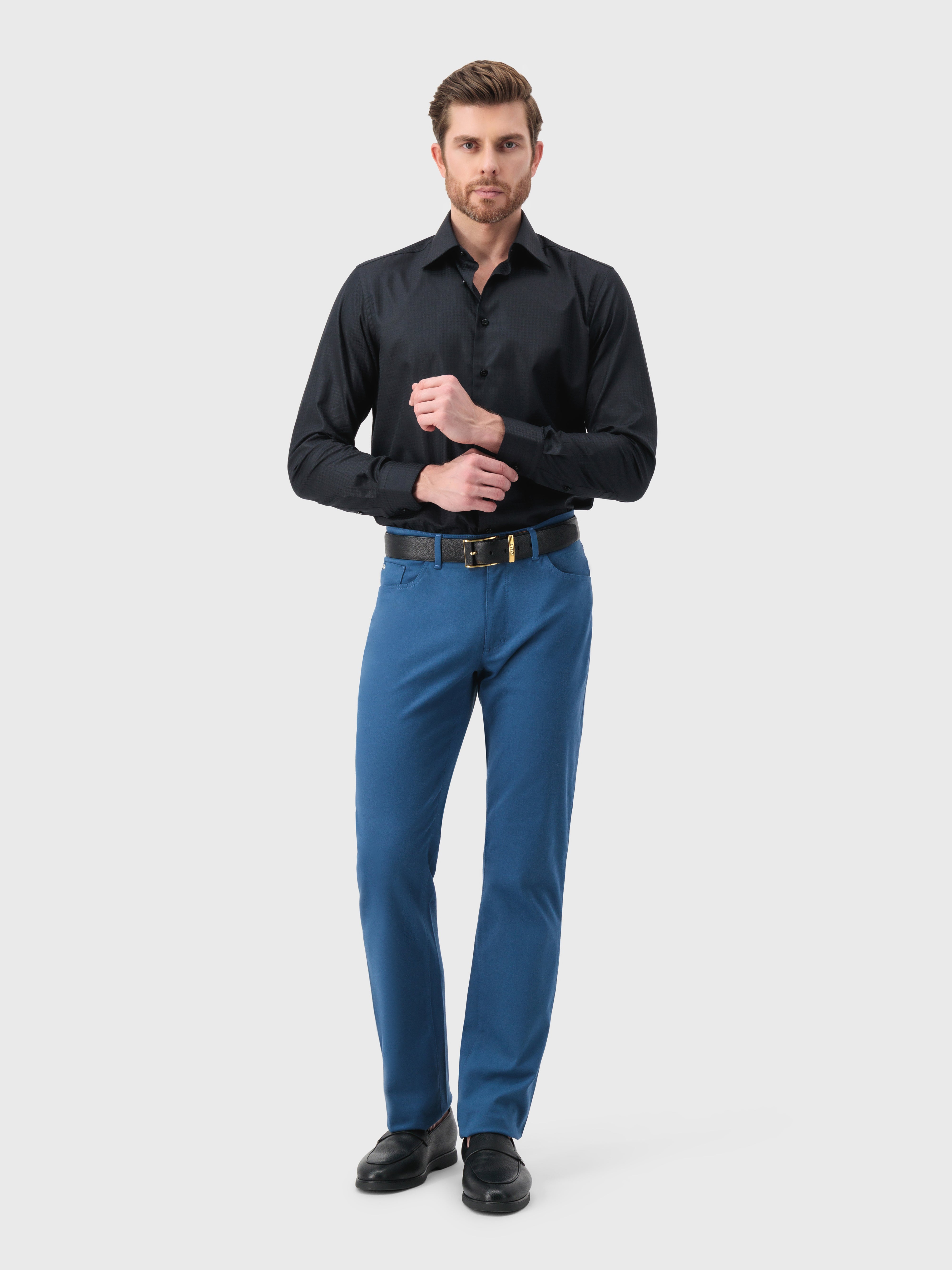 Рубашка с узором "хаундстаут" черная