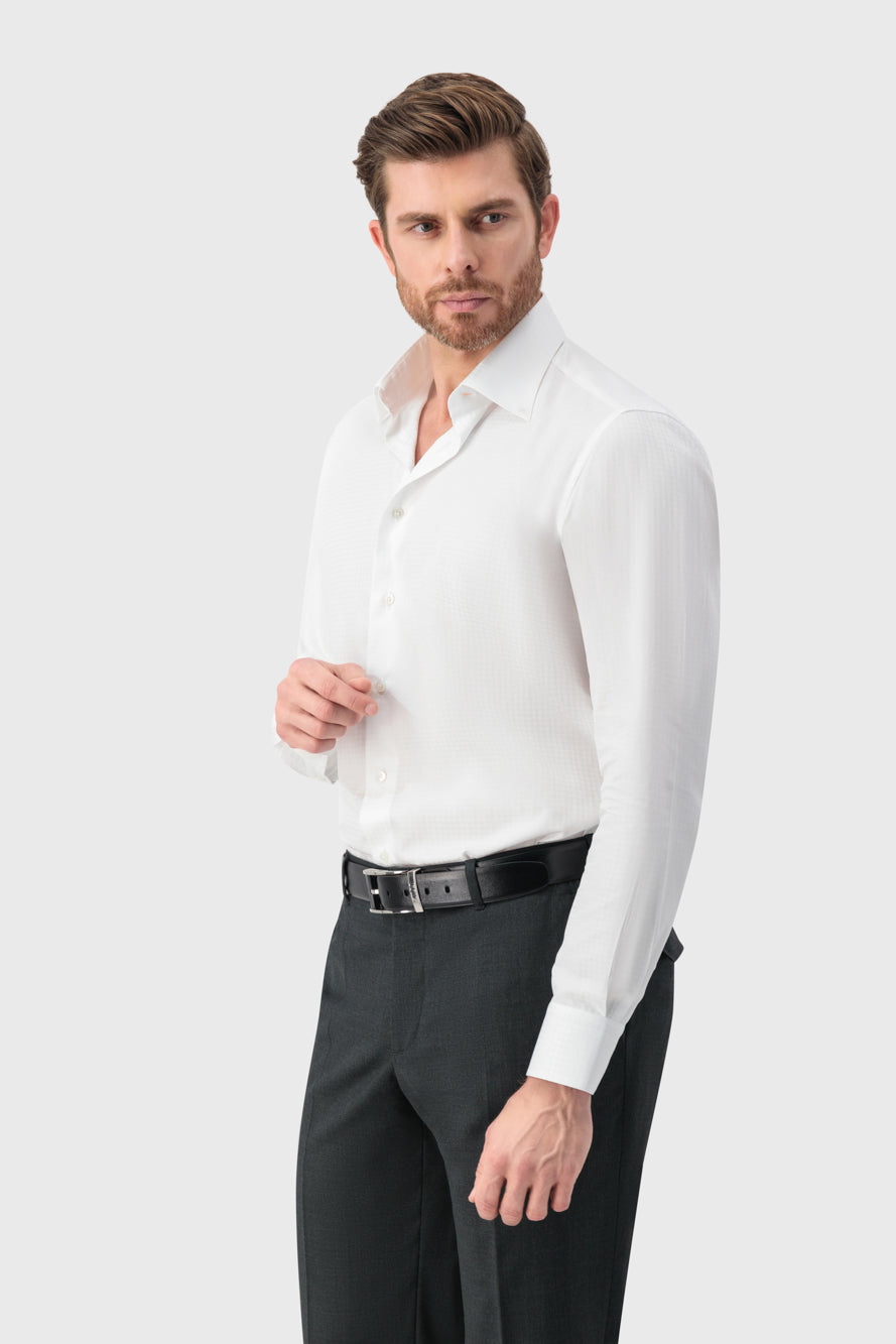 Рубашка с узором "хаундстаут" белая