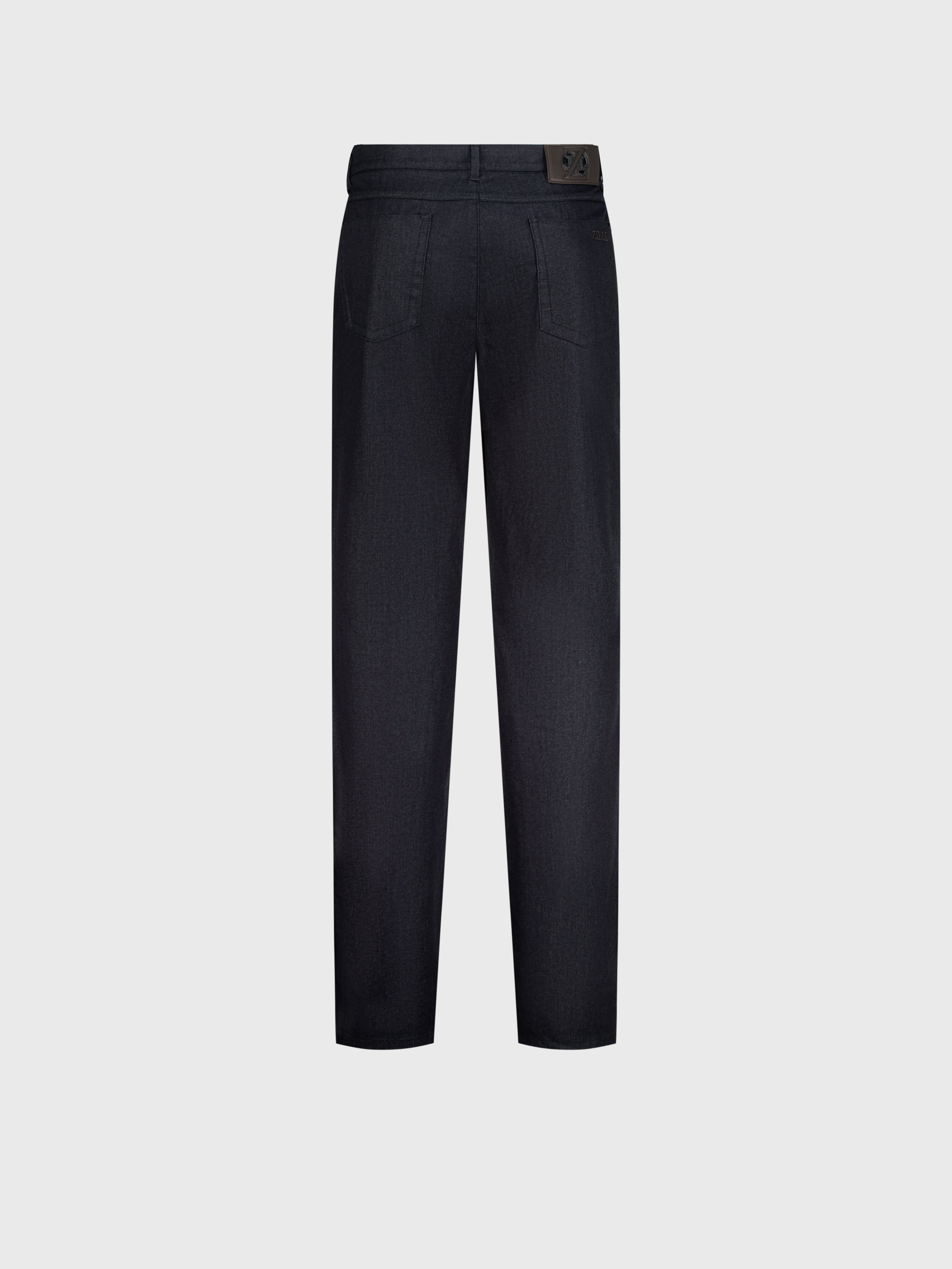 ZILLI Embroidery Denim Cotton Trousers - Blue Navy