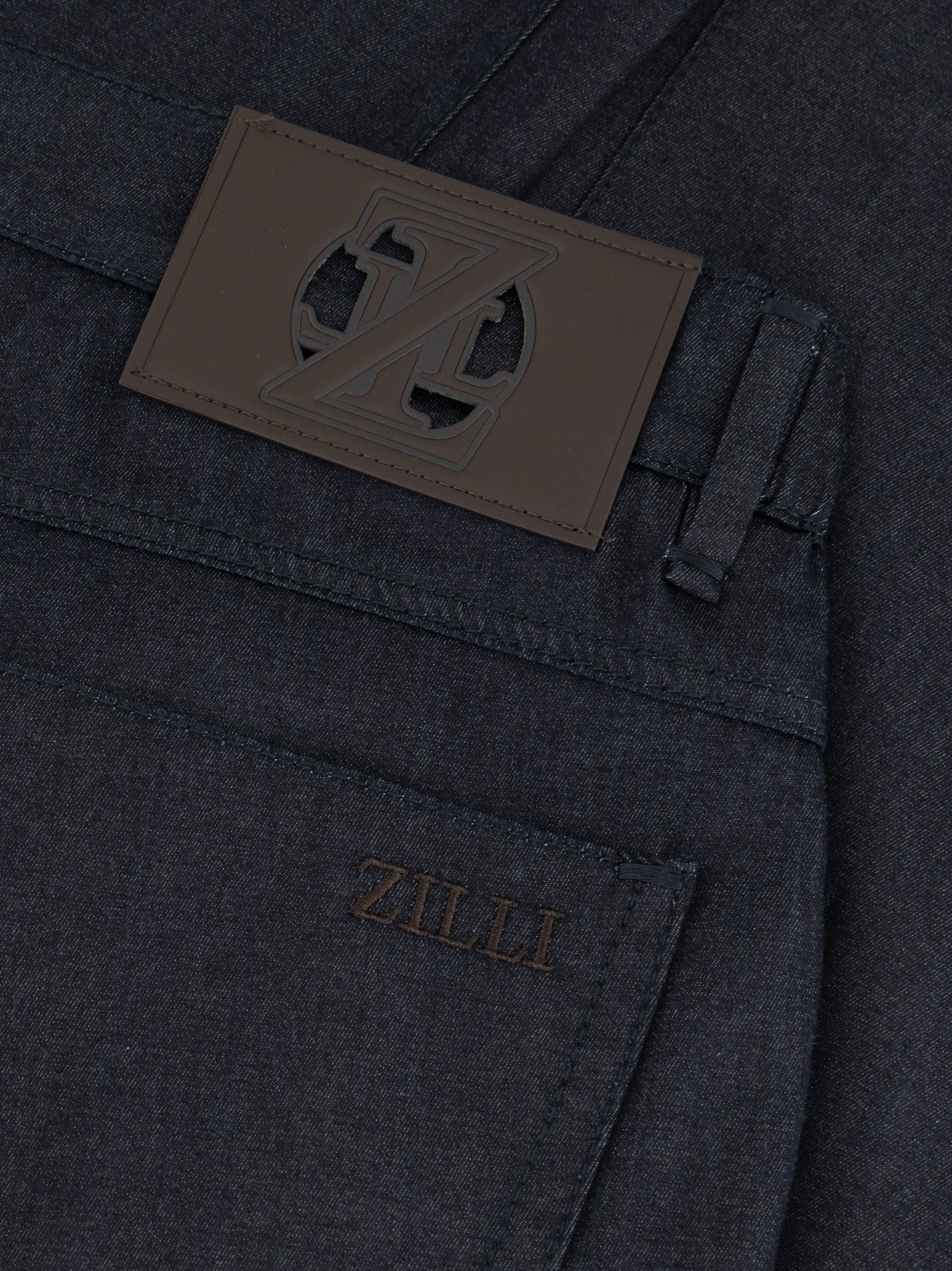 ZILLI Embroidery Denim Cotton Trousers - Blue Navy