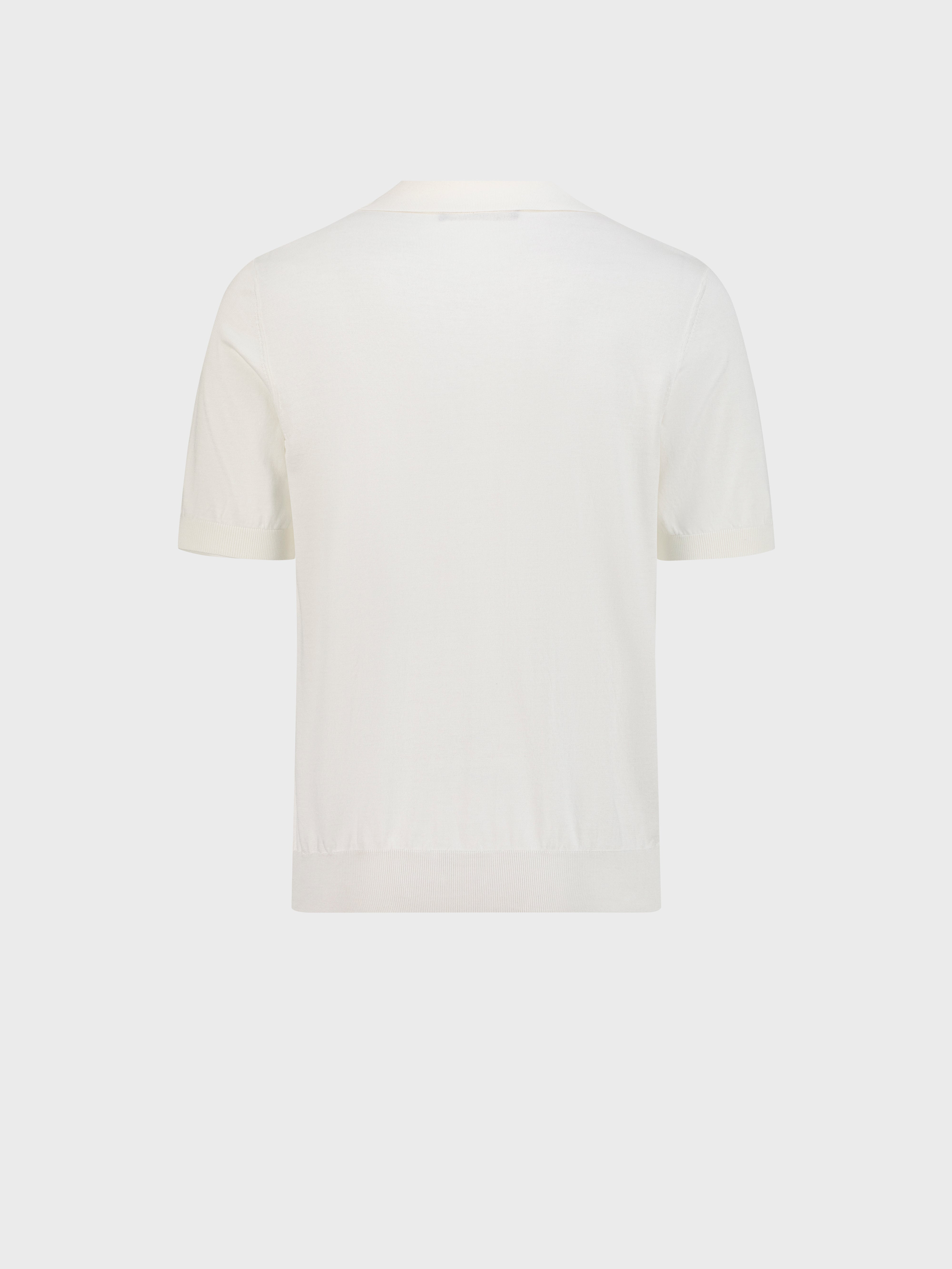 "Micro Lozenges" Silk and Cotton Knit Polo - Natural White