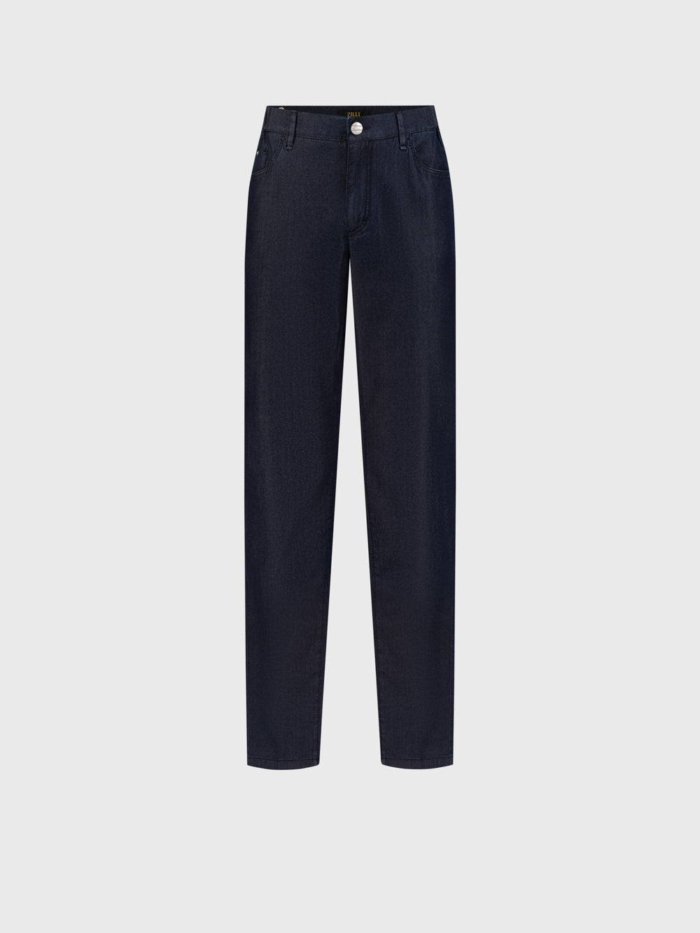 Slim Fit "Big Lion" Embroidery Denim Cotton Trousers - Blue Navy