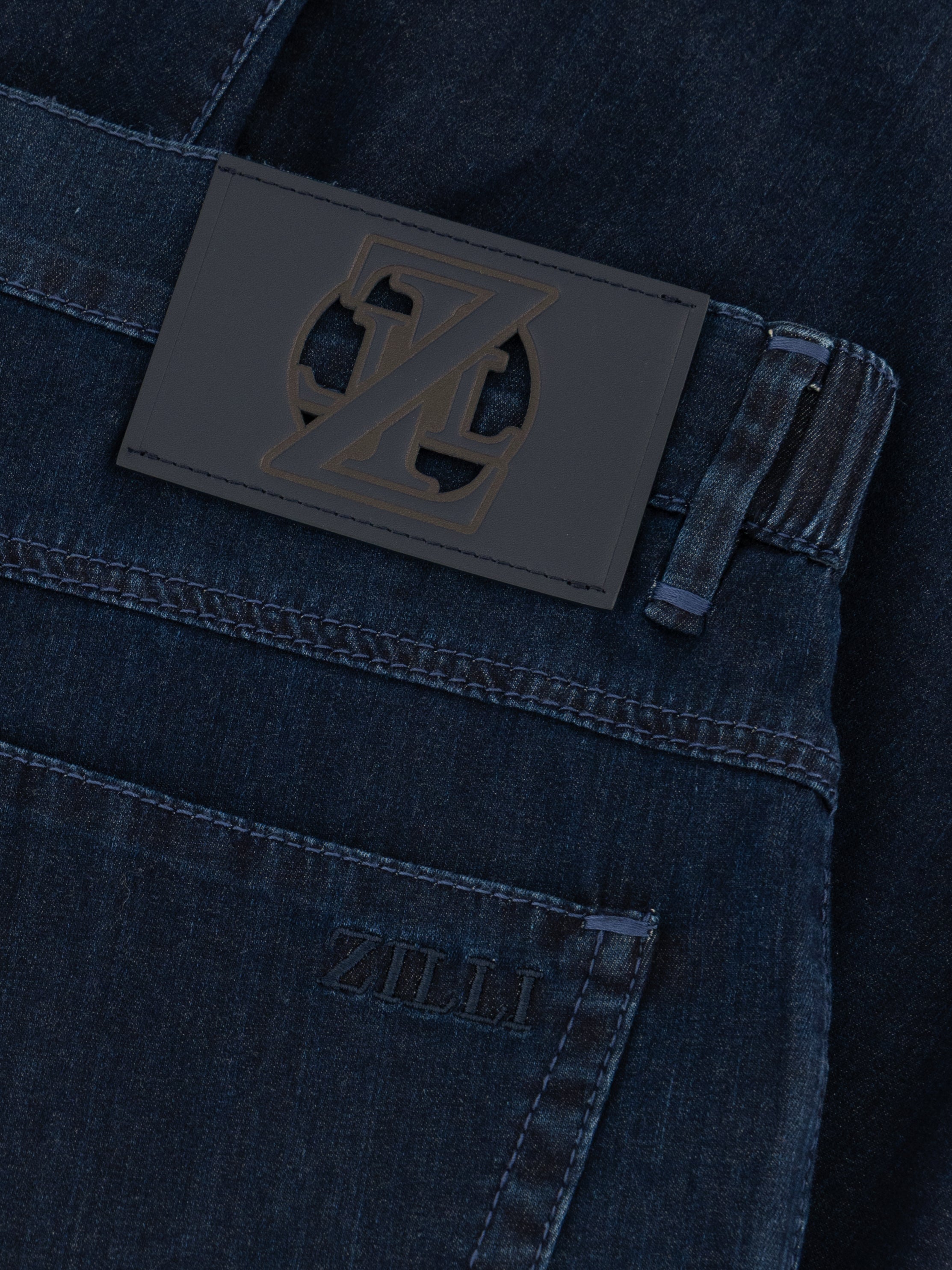 ZILLI Embroidery Denim Cotton Trousers - Blue Jeans