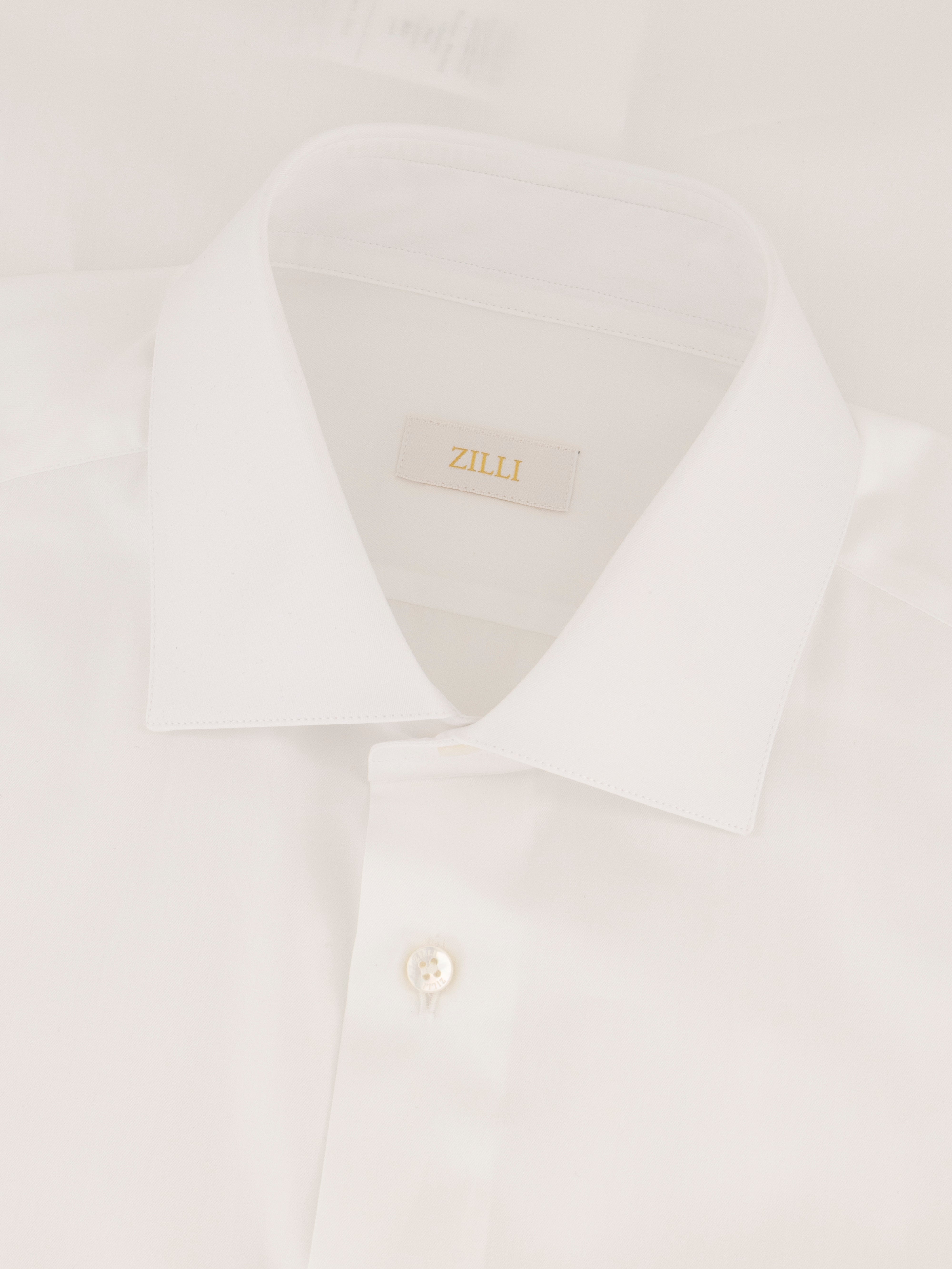 Хлопковая рубашка с одним отложным воротником - Белый