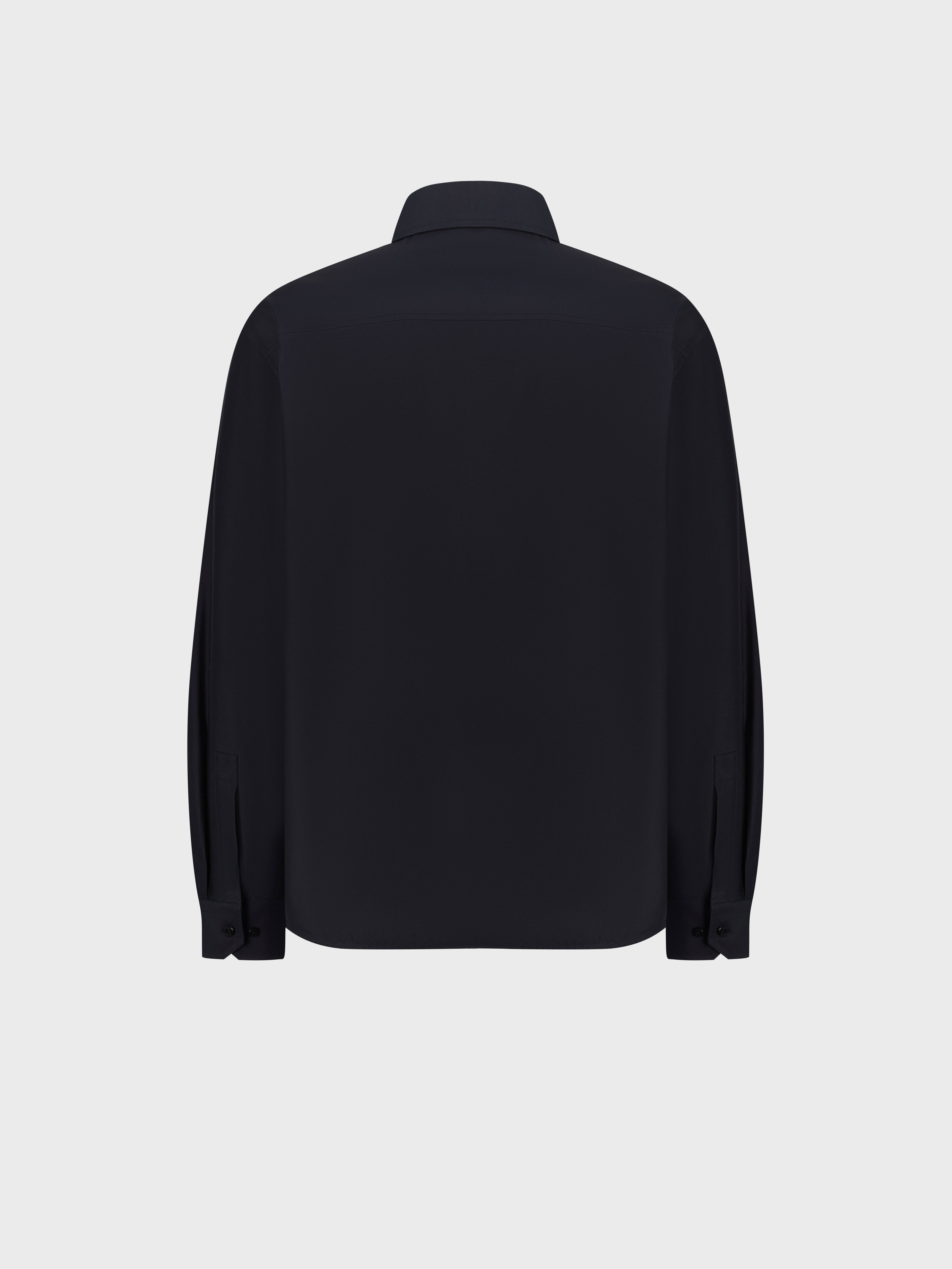 Рубашка из хлопка и шелка с одним отложным воротником - Синий ВМФ