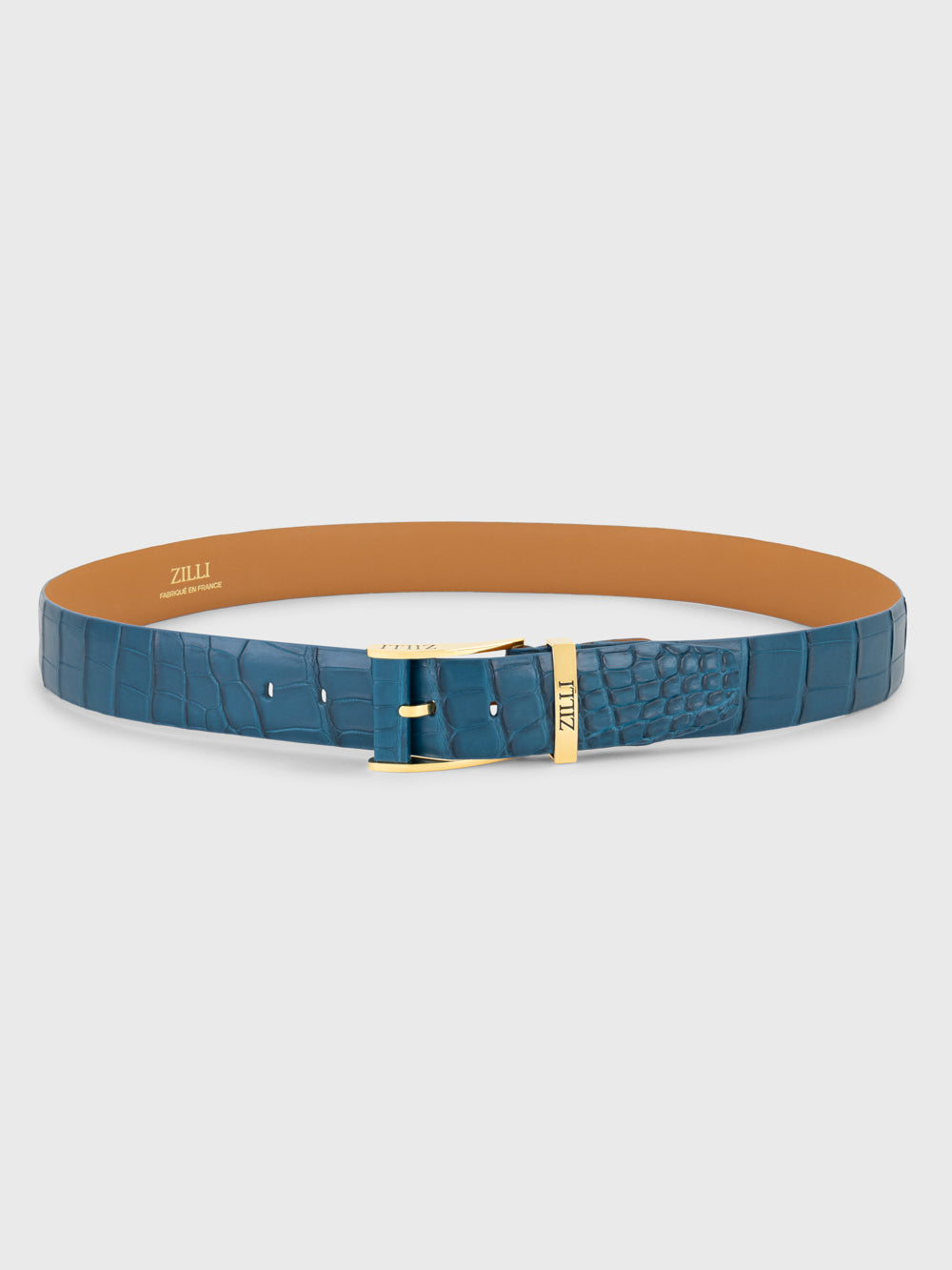 Gold-Finish 126 Buckle Crocodile Belt - Emerald