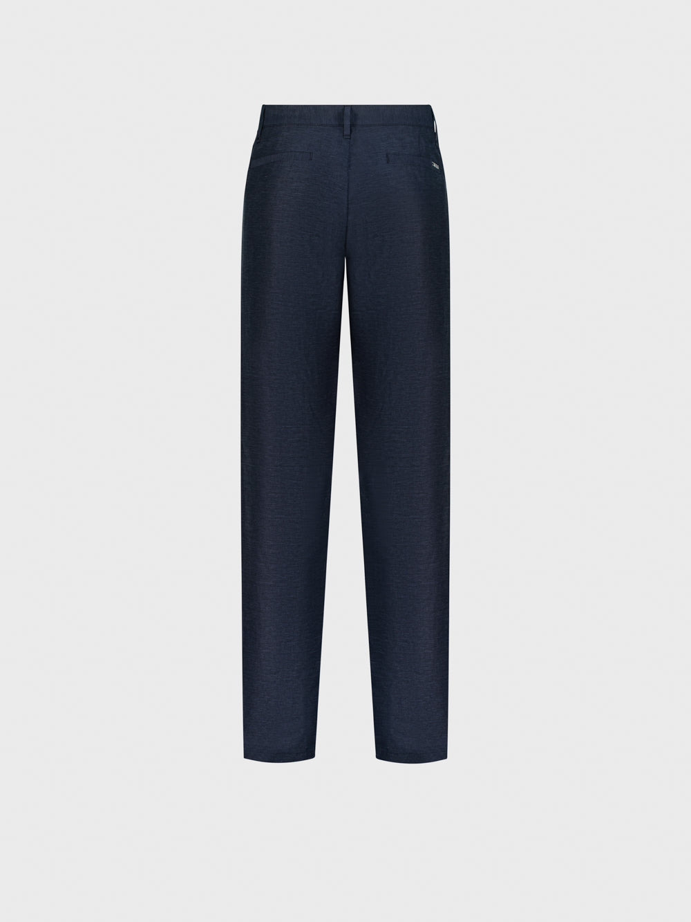 Slim Fit Linen Trousers - Blue Navy